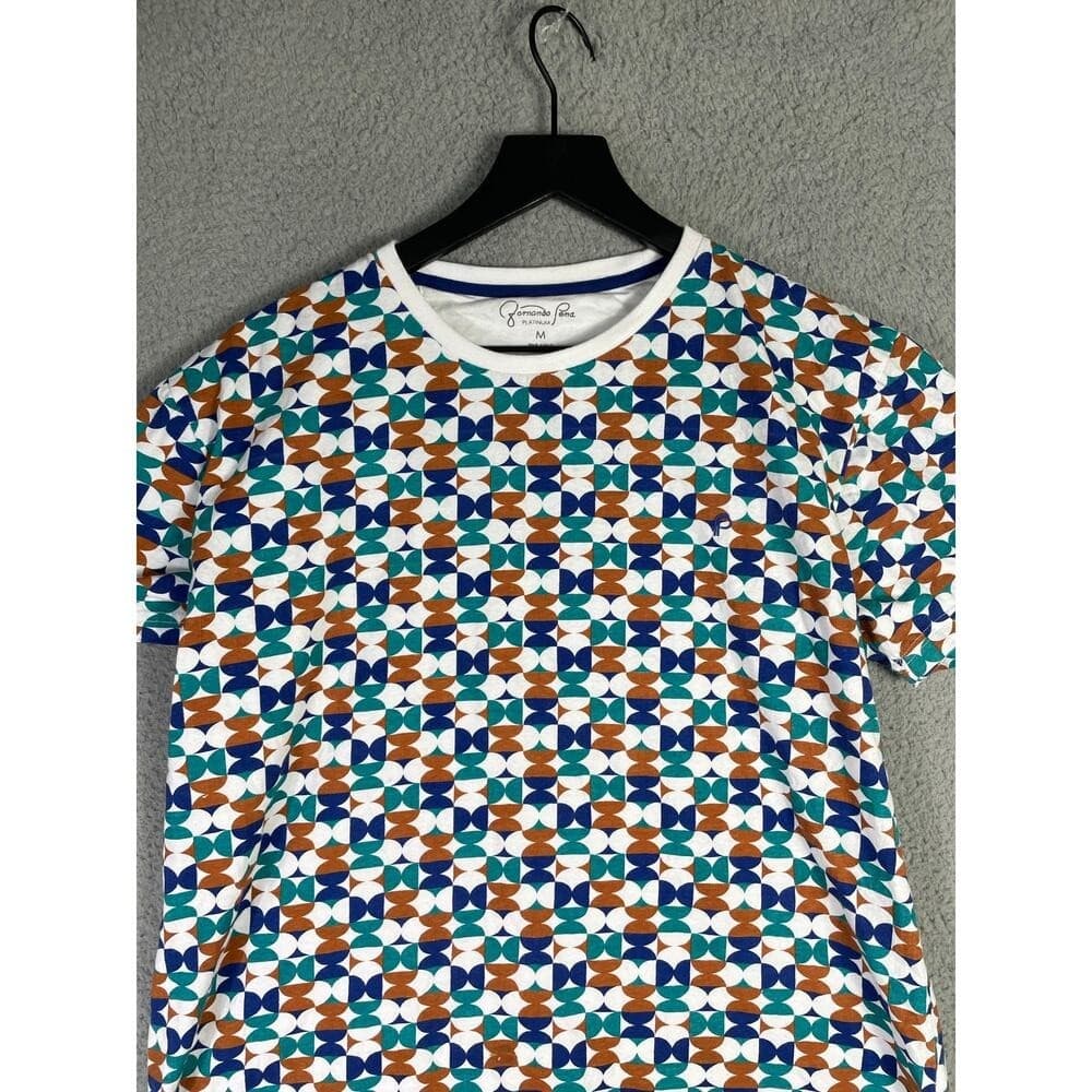 Fernando Pena Platinum Geometric Print T-Shirt Multicolor Cotton Men's Medium - Thumbnail 8