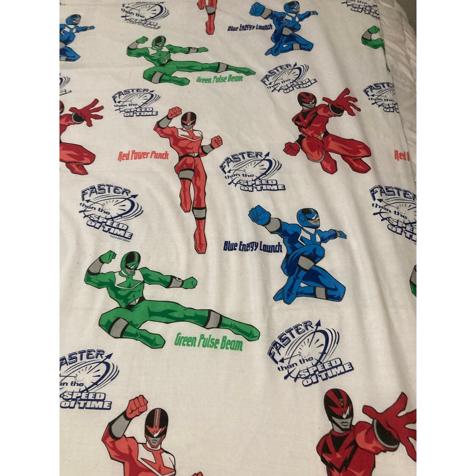 Vintage 2000 Power Rangers Twin Flat Sheet Saban Multicolor Kids Bedding 62 x 98 - Thumbnail 7