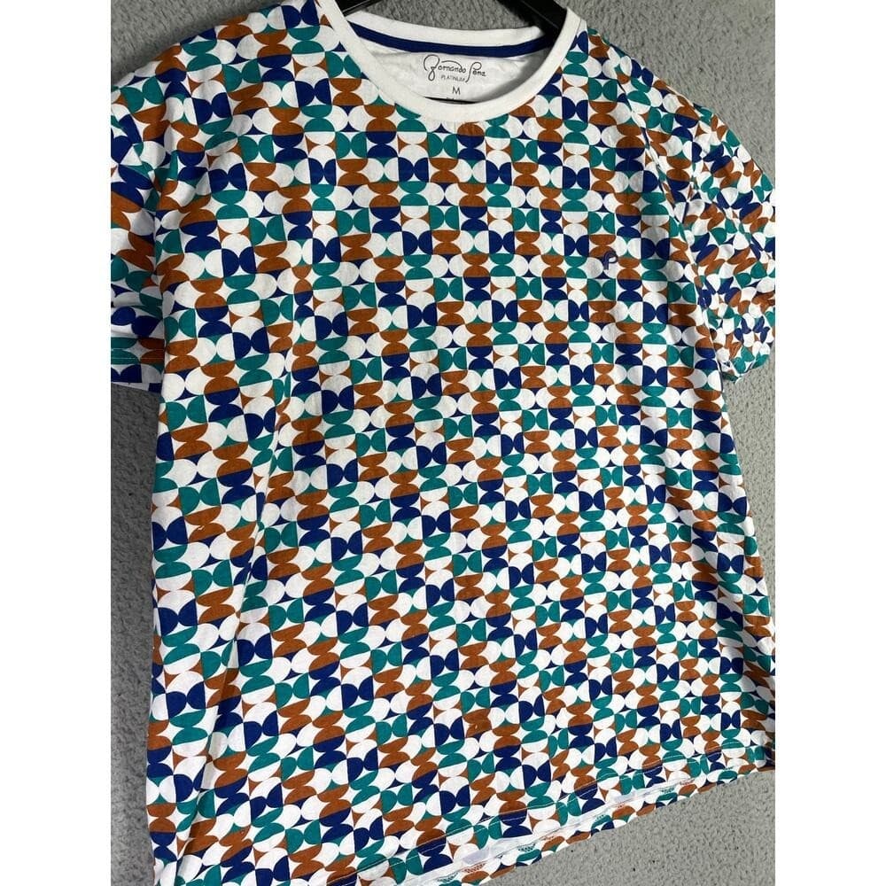 Fernando Pena Platinum Geometric Print T-Shirt Multicolor Cotton Men's Medium - Thumbnail 9