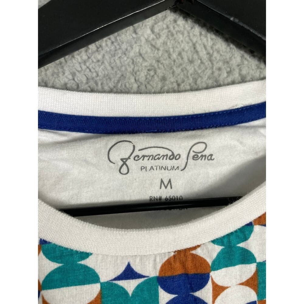 Fernando Pena Platinum Geometric Print T-Shirt Multicolor Cotton Men's Medium - Thumbnail 3