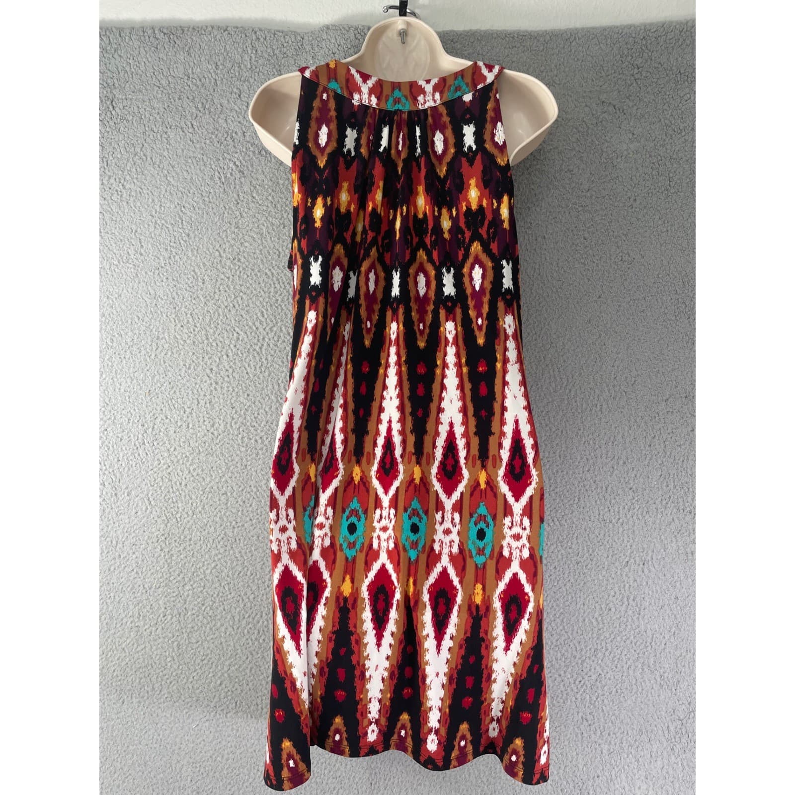 APT.9 Embellished Boho Sleeveless Ikat Dress Women's Large Beaded Neckline - Thumbnail 6