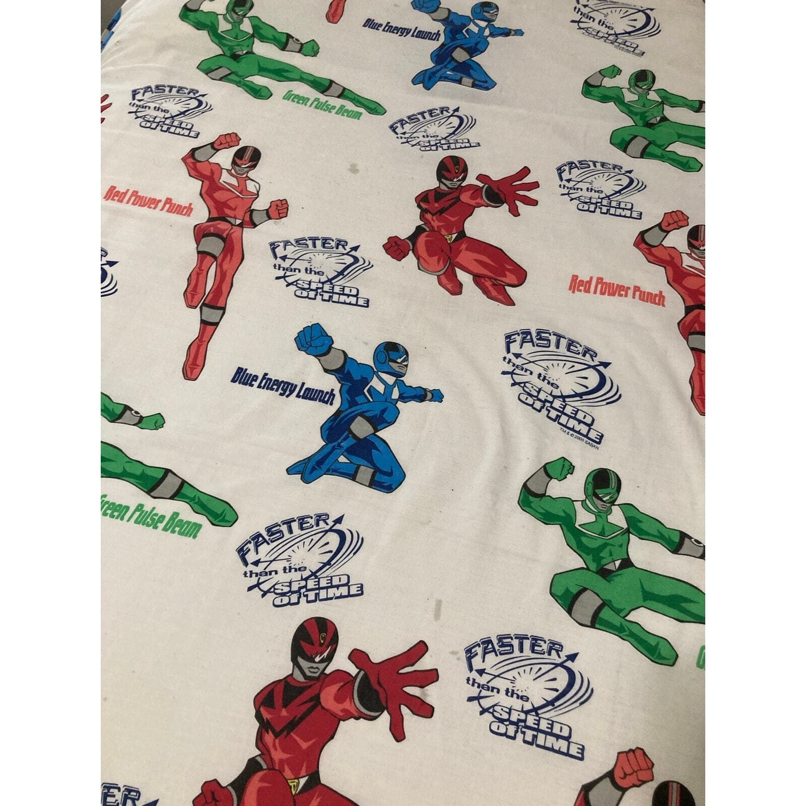 Vintage 2000 Power Rangers Twin Flat Sheet Saban Multicolor Kids Bedding 62 x 98 - Thumbnail 8