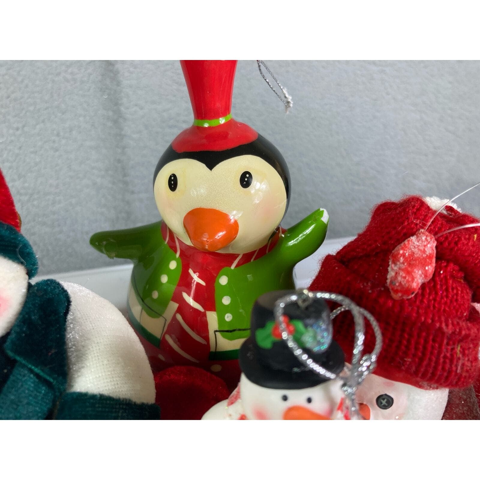 Christmas Ornament Vintage Lot Set of 6 Santa Penguin Snowman 90s Holiday Tree - Thumbnail 5