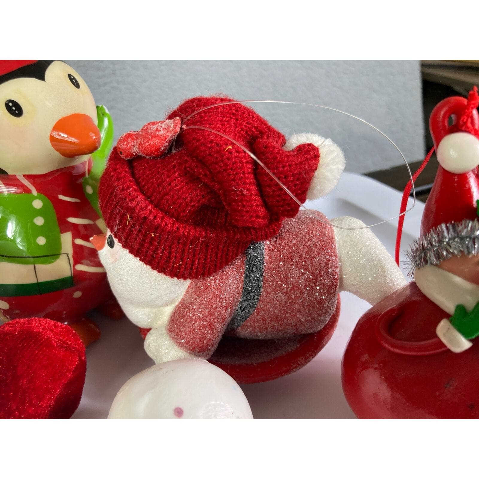 Christmas Ornament Vintage Lot Set of 6 Santa Penguin Snowman 90s Holiday Tree - Thumbnail 7