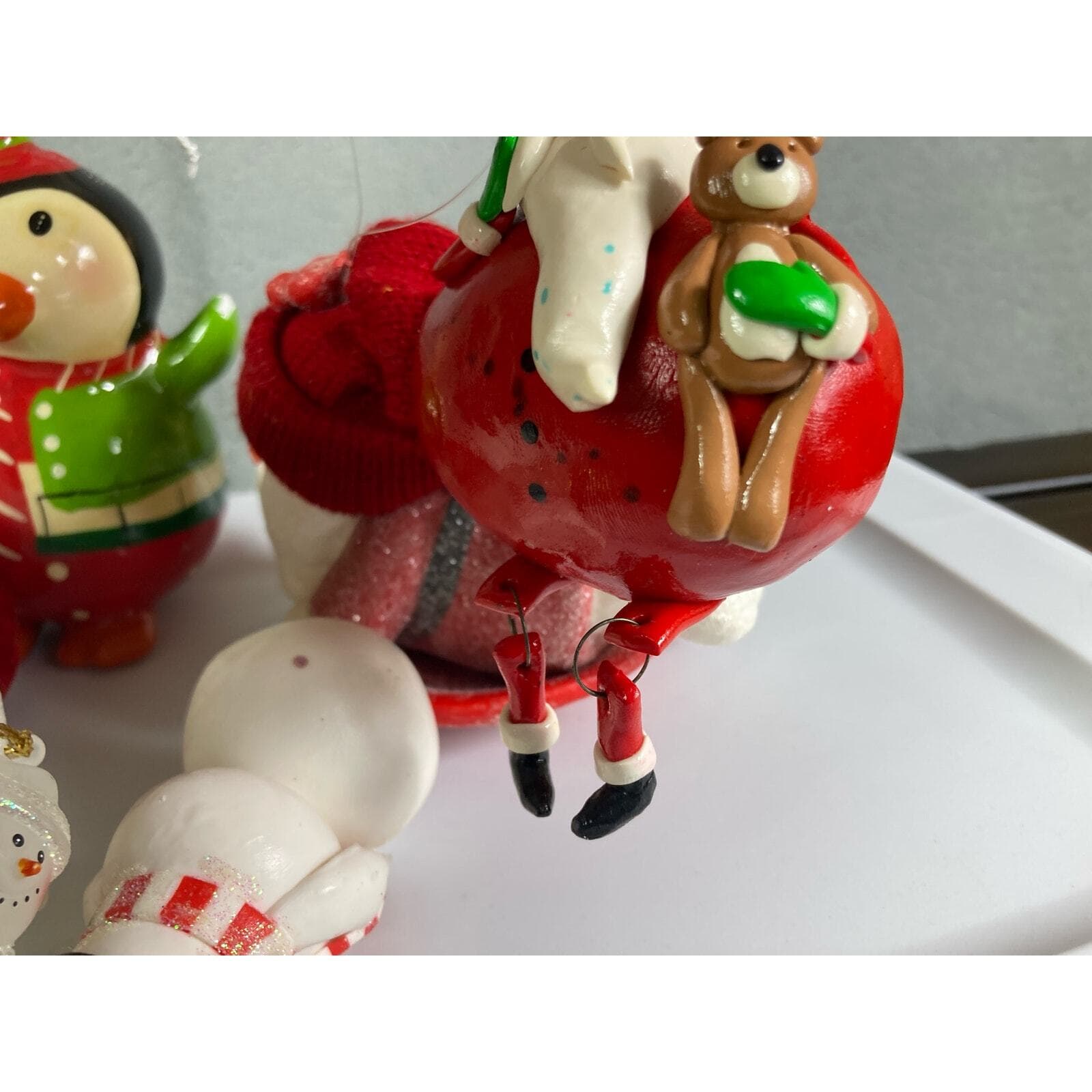Christmas Ornament Vintage Lot Set of 6 Santa Penguin Snowman 90s Holiday Tree - Thumbnail 9