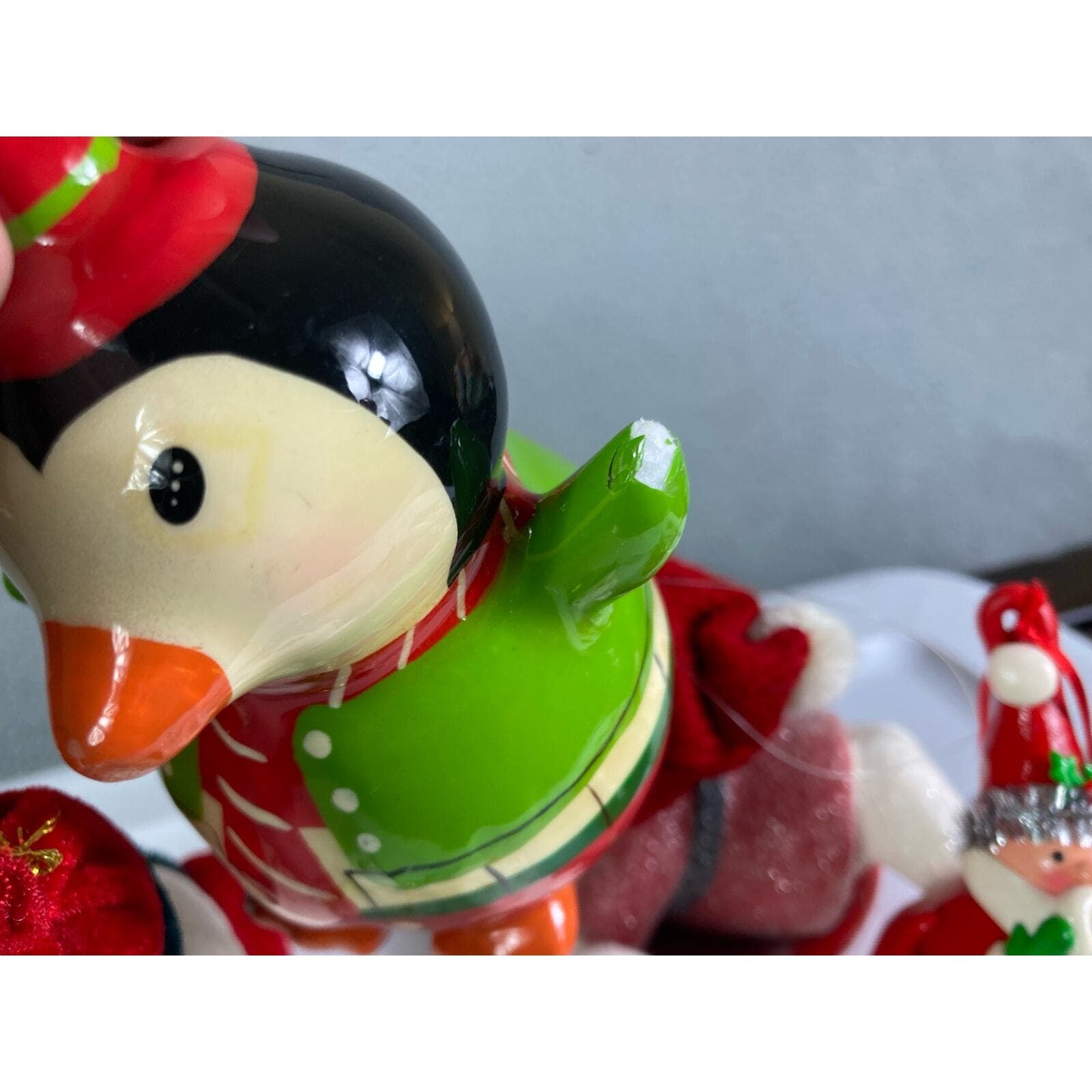 Christmas Ornament Vintage Lot Set of 6 Santa Penguin Snowman 90s Holiday Tree - Thumbnail 10