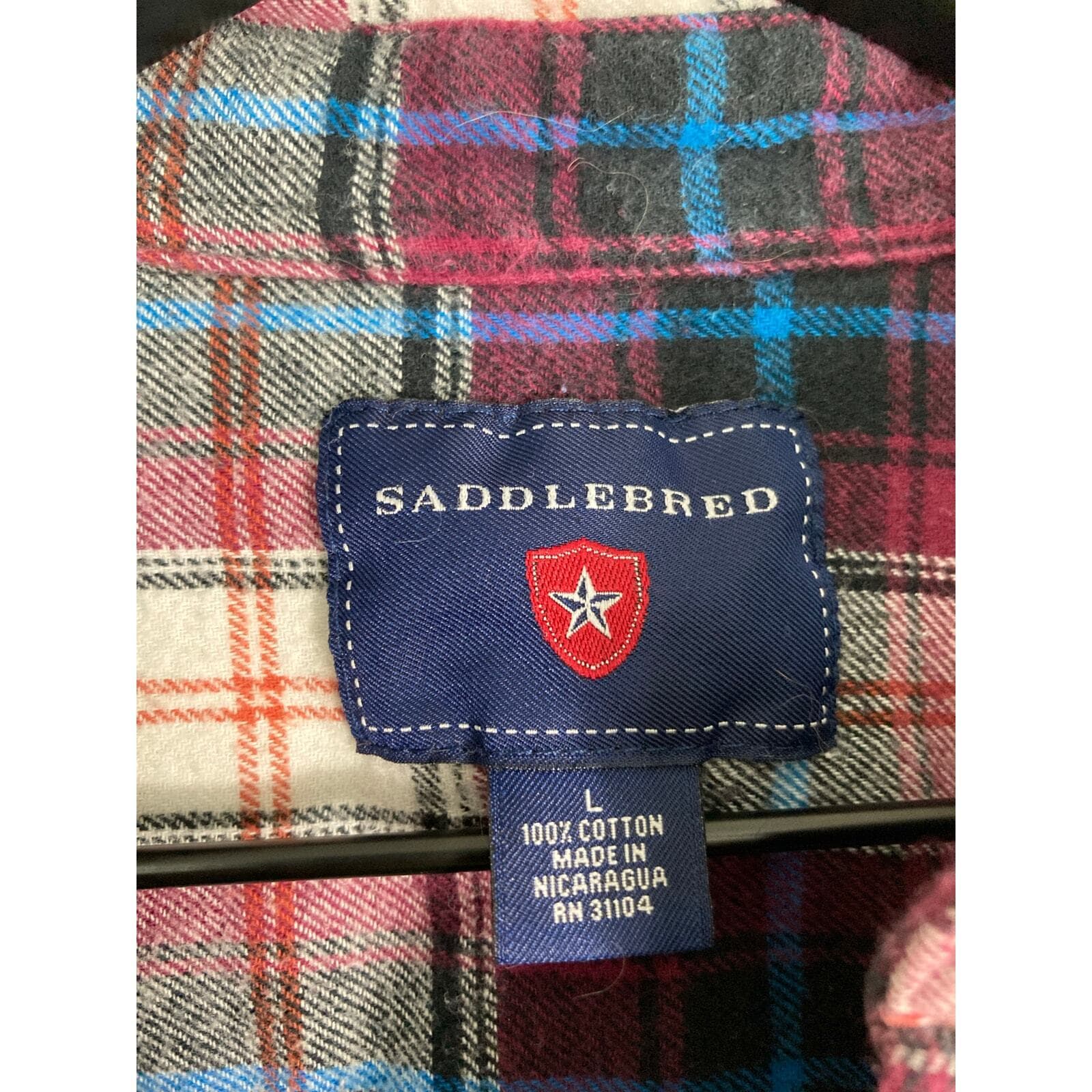 Saddlebred Mens Plaid Flannel Shirt Long Sleeve Multicolor Size L - Thumbnail 2
