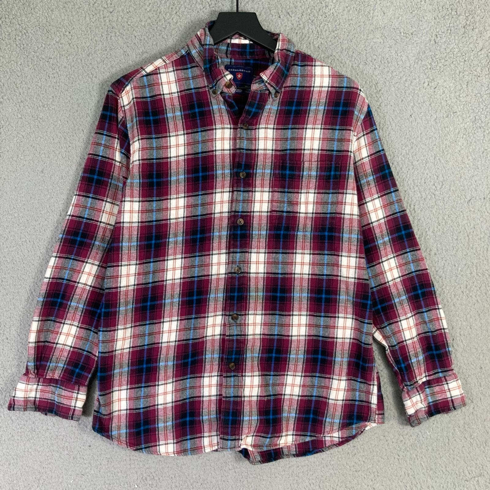 Saddlebred Mens Plaid Flannel Shirt Long Sleeve Multicolor Size L - Thumbnail 3
