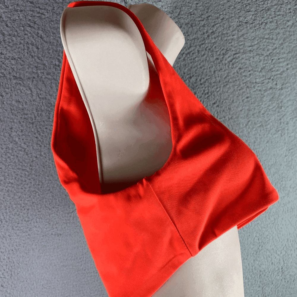 Orange Crop Top Womens L Square Neck Tank Stretch Fitted Summer Fashion - Thumbnail 9