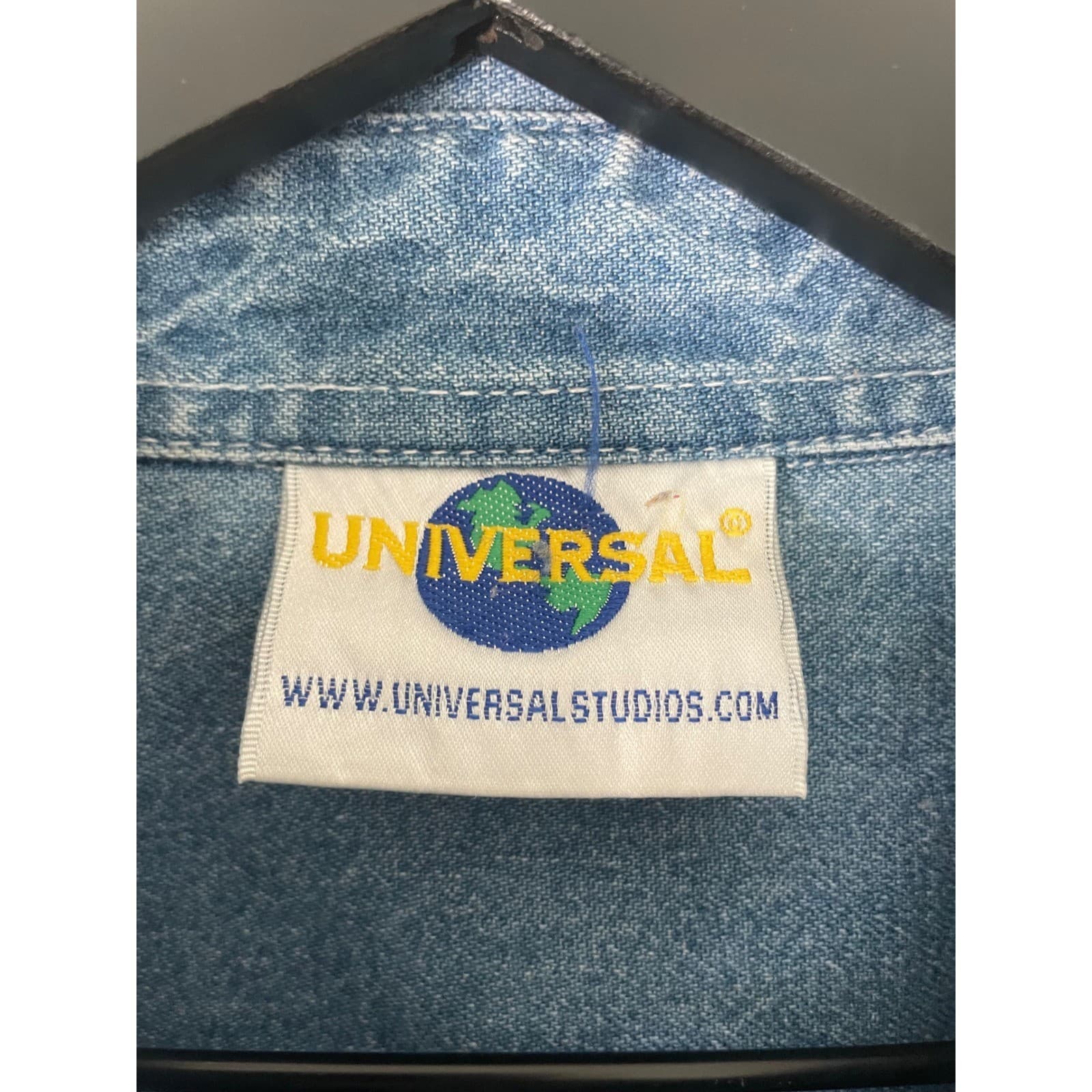 Cat In The Hat Denim Shirt Universal Studios Dr Seuss Button Down Mens Small - Thumbnail 3