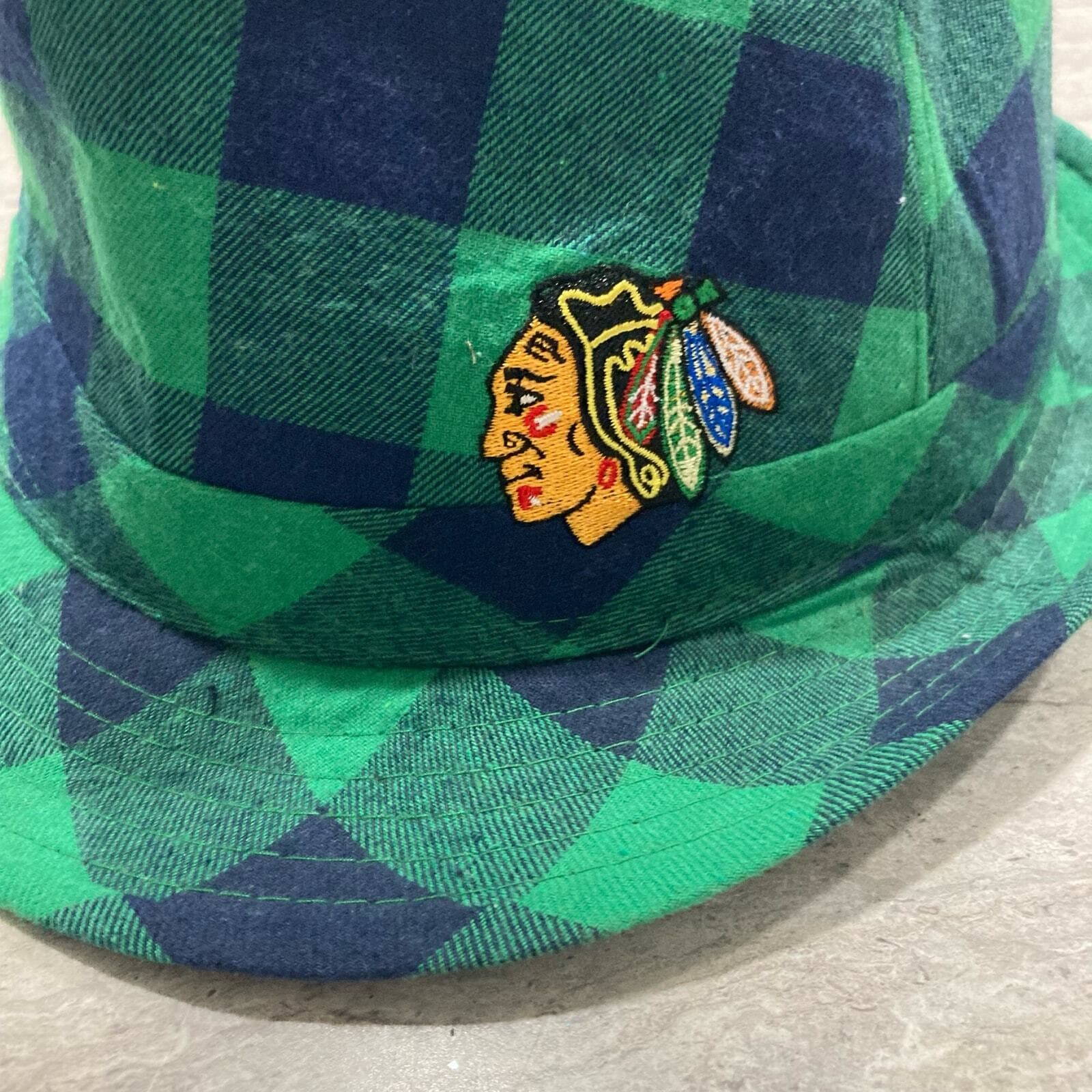 Chicago Blackhawks Green Plaid Fedora Hat NHL Adult St Patricks Day Cap - Thumbnail 5