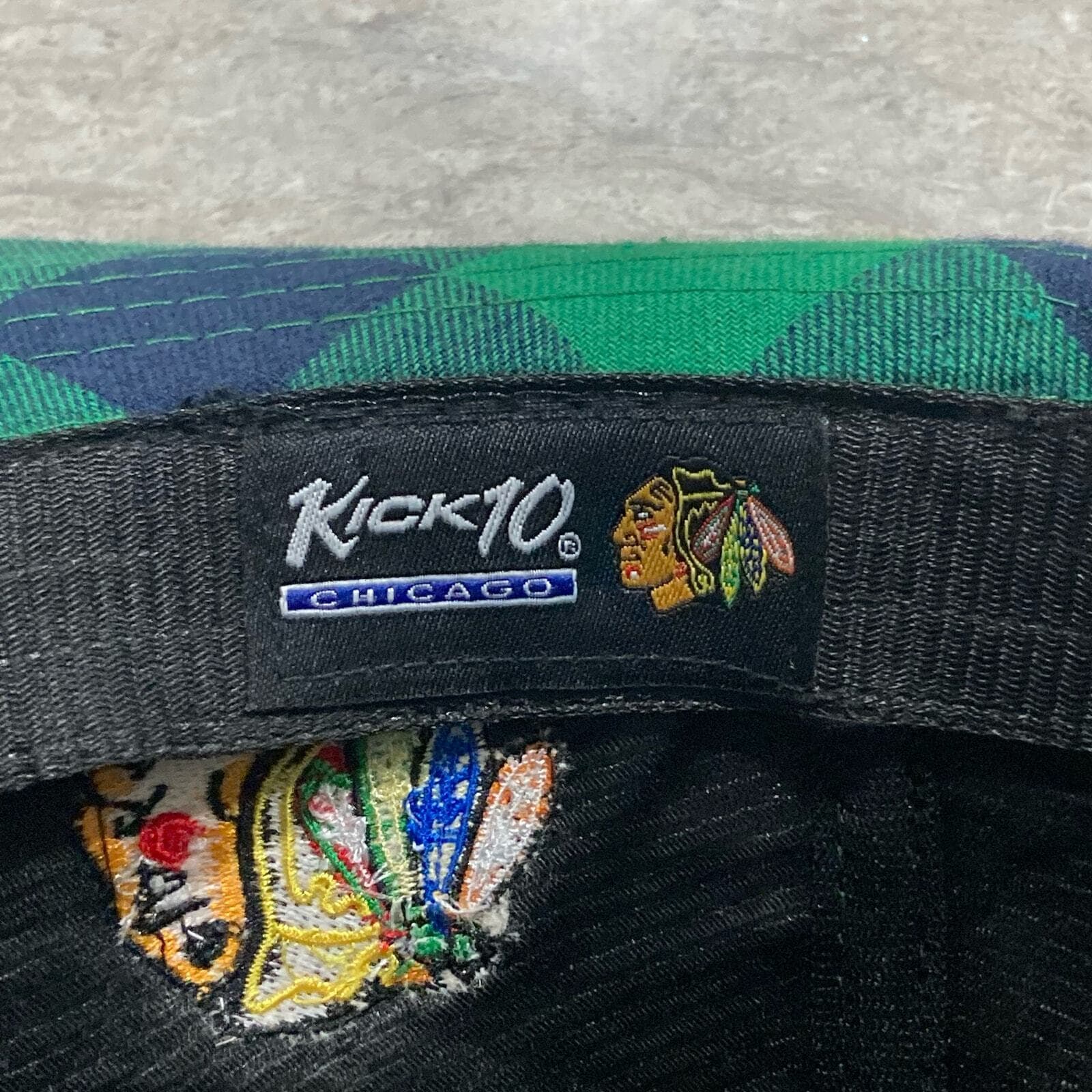 Chicago Blackhawks Green Plaid Fedora Hat NHL Adult St Patricks Day Cap - Thumbnail 2
