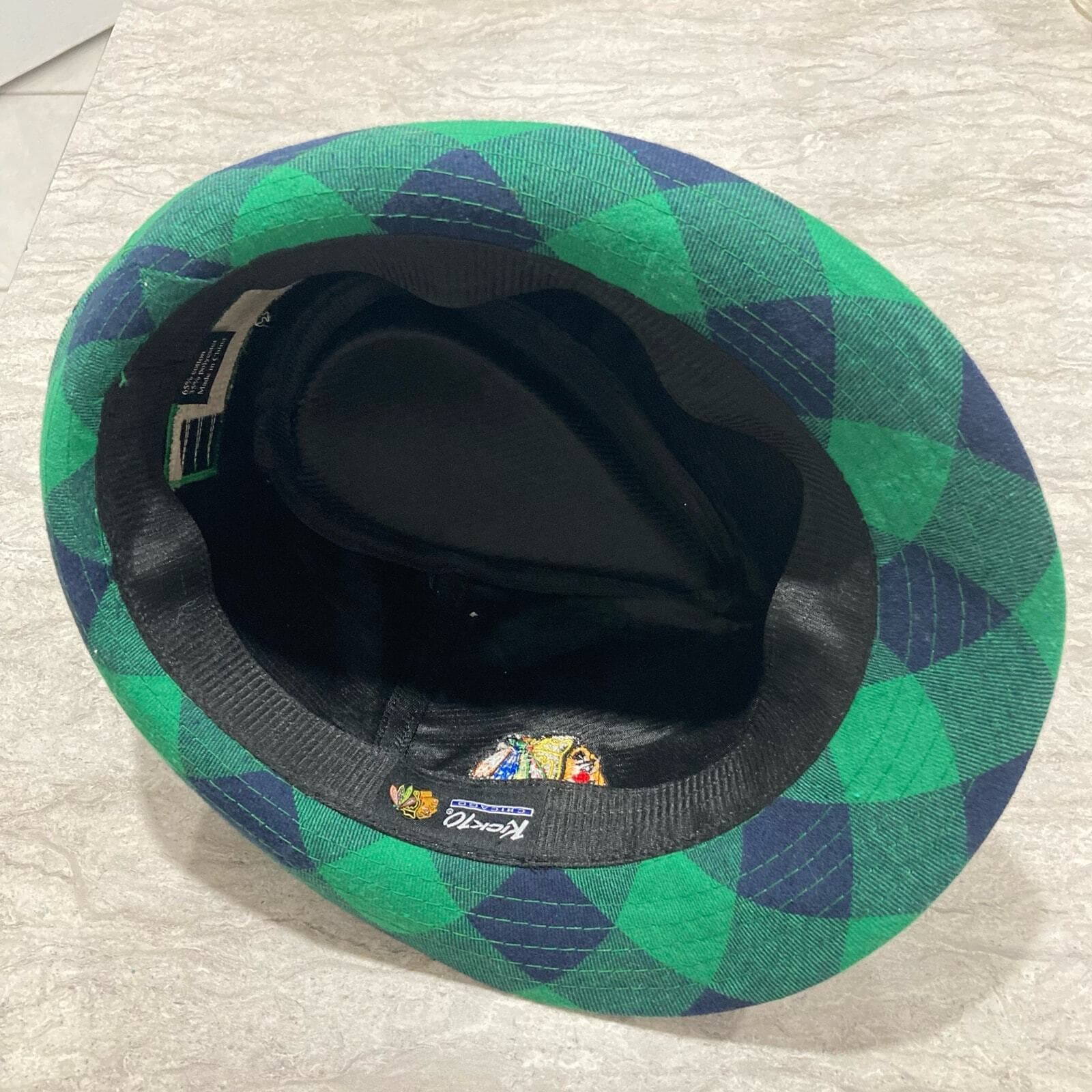 Chicago Blackhawks Green Plaid Fedora Hat NHL Adult St Patricks Day Cap - Thumbnail 9