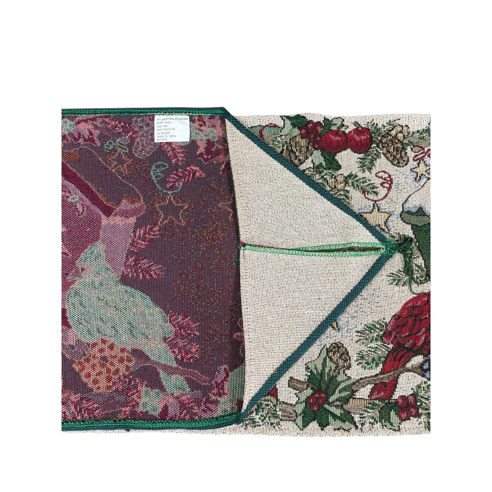 Christmas Cardinal Table Runner Vintage Birdhouse Holly Red Birds Festive Decor - Thumbnail 8