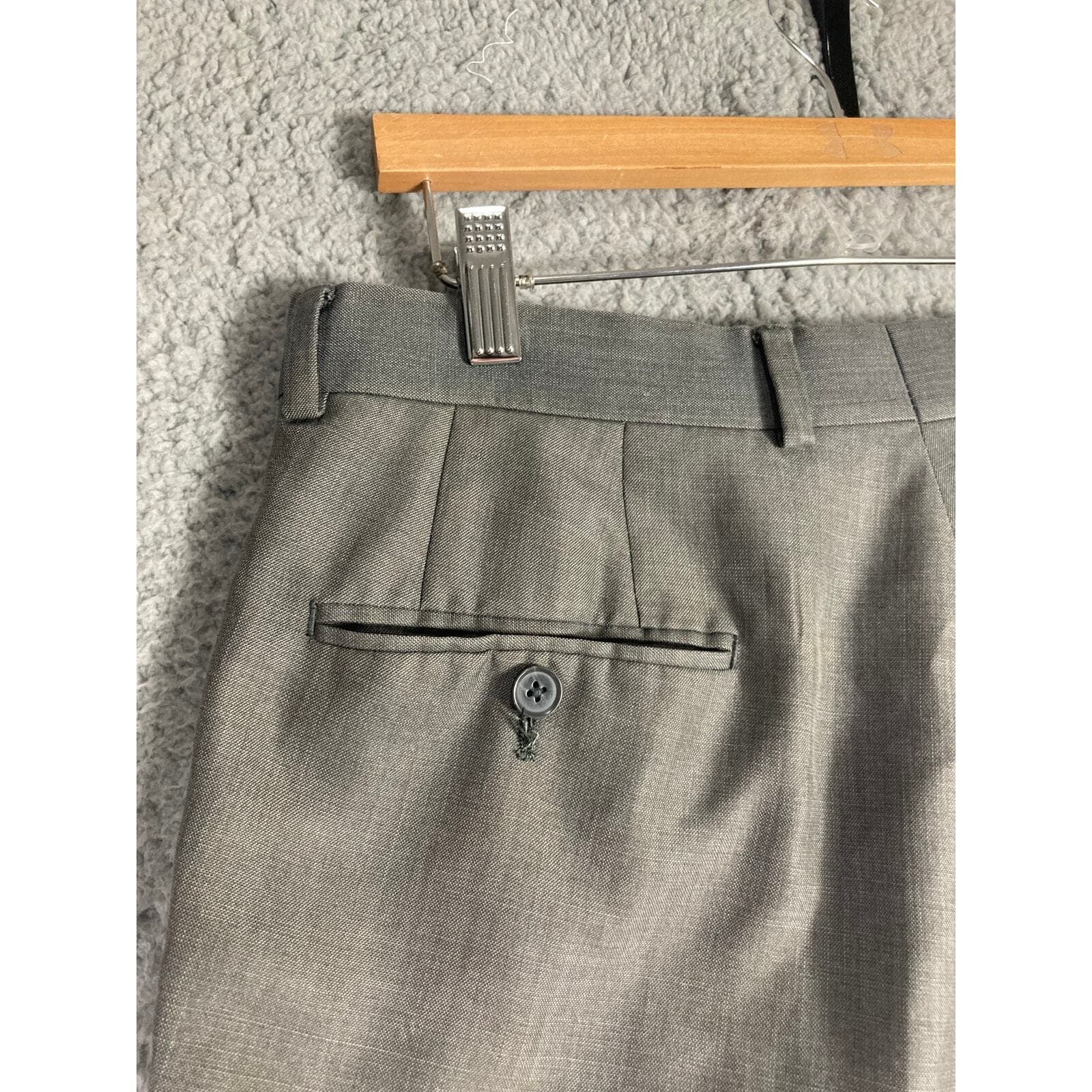 Mens Dress Pants Gray 34x29 Modern Fit Flat Front Work Office Business - Thumbnail 6