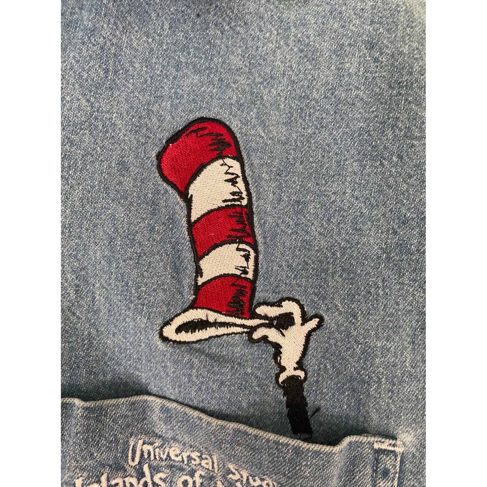 Cat In The Hat Denim Shirt Universal Studios Dr Seuss Button Down Mens Small - Thumbnail 9