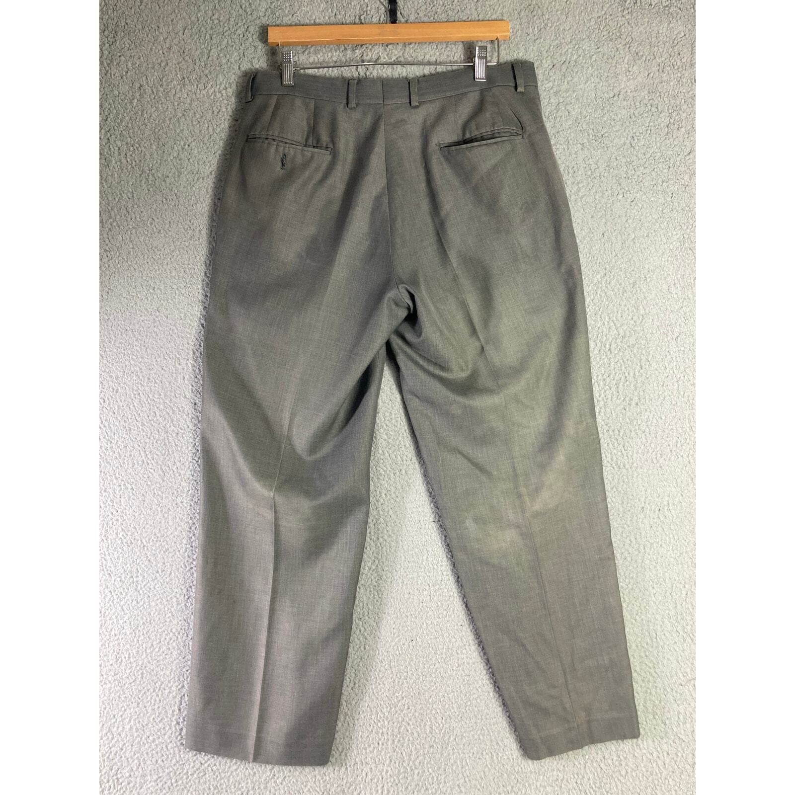 Mens Dress Pants Gray 34x29 Modern Fit Flat Front Work Office Business - Thumbnail 7