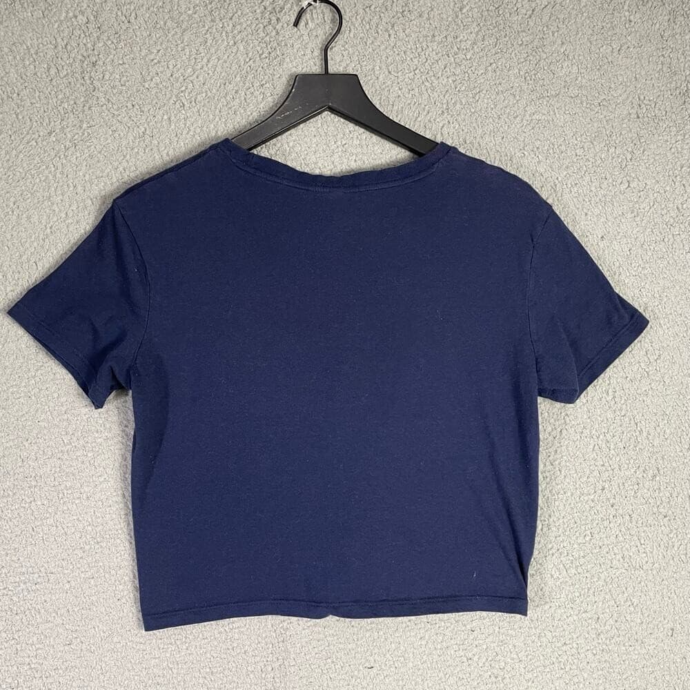 Divided by H&M Miami Florida Navy Graphic Knot Crop Tee Women's M Y2K Streetwear - Thumbnail 3