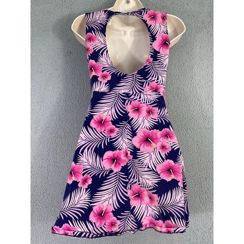 Victoria's Secret PINK Floral Open Back Skater Dress Navy Pink Tropical Size S - Thumbnail 9