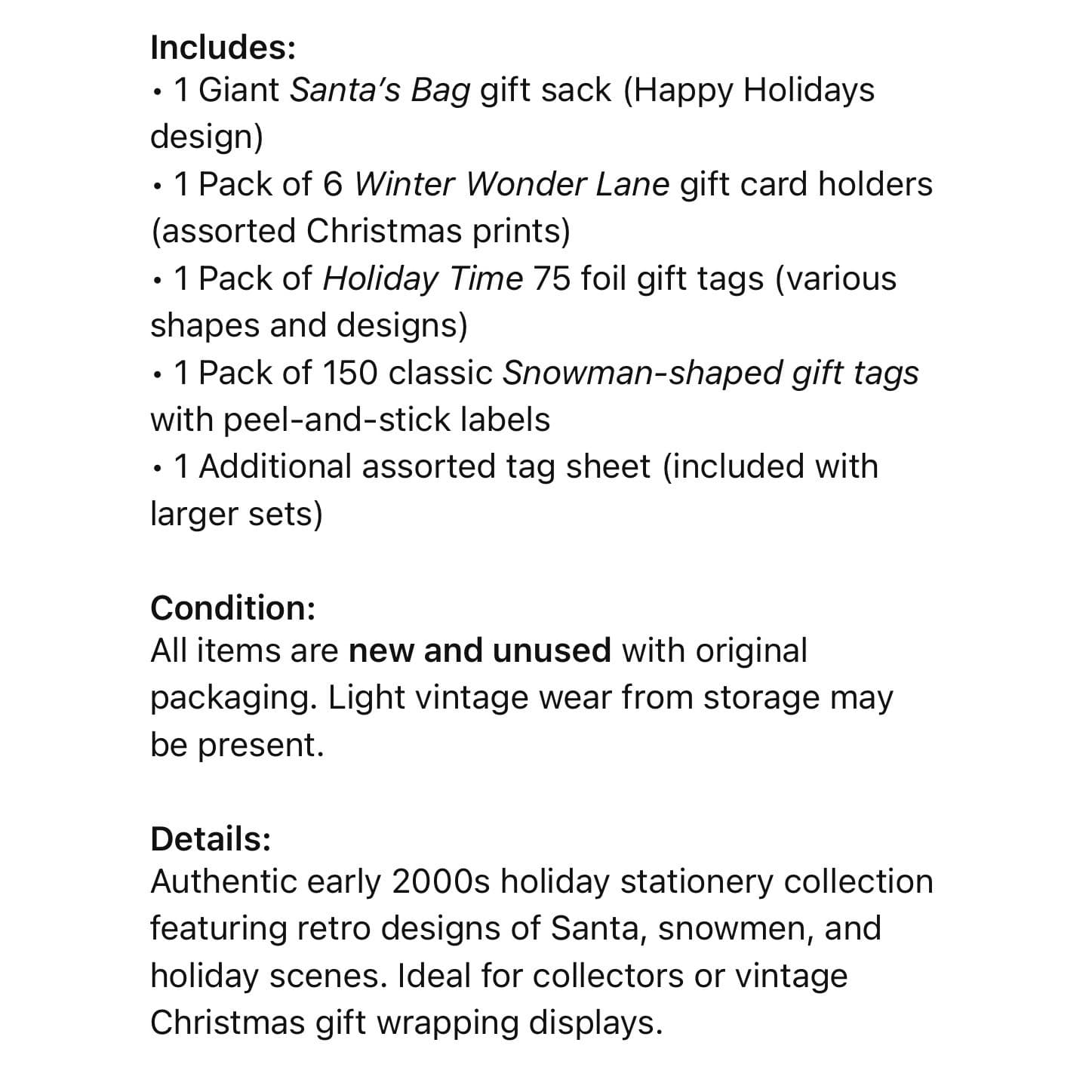 Vintage Christmas Stationery Set Santa Gift Bag Card Holders Tags Stickers Lot - Thumbnail 2
