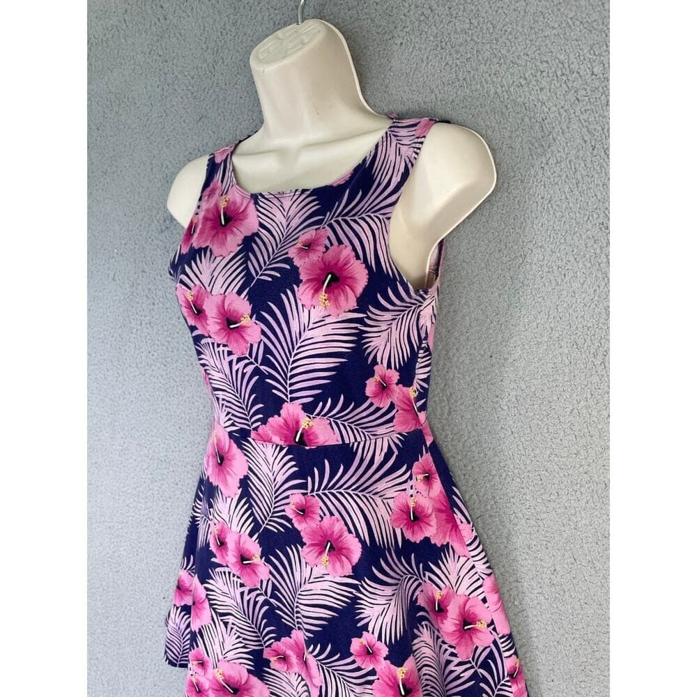 Victoria's Secret PINK Floral Open Back Skater Dress Navy Pink Tropical Size S - Thumbnail 7