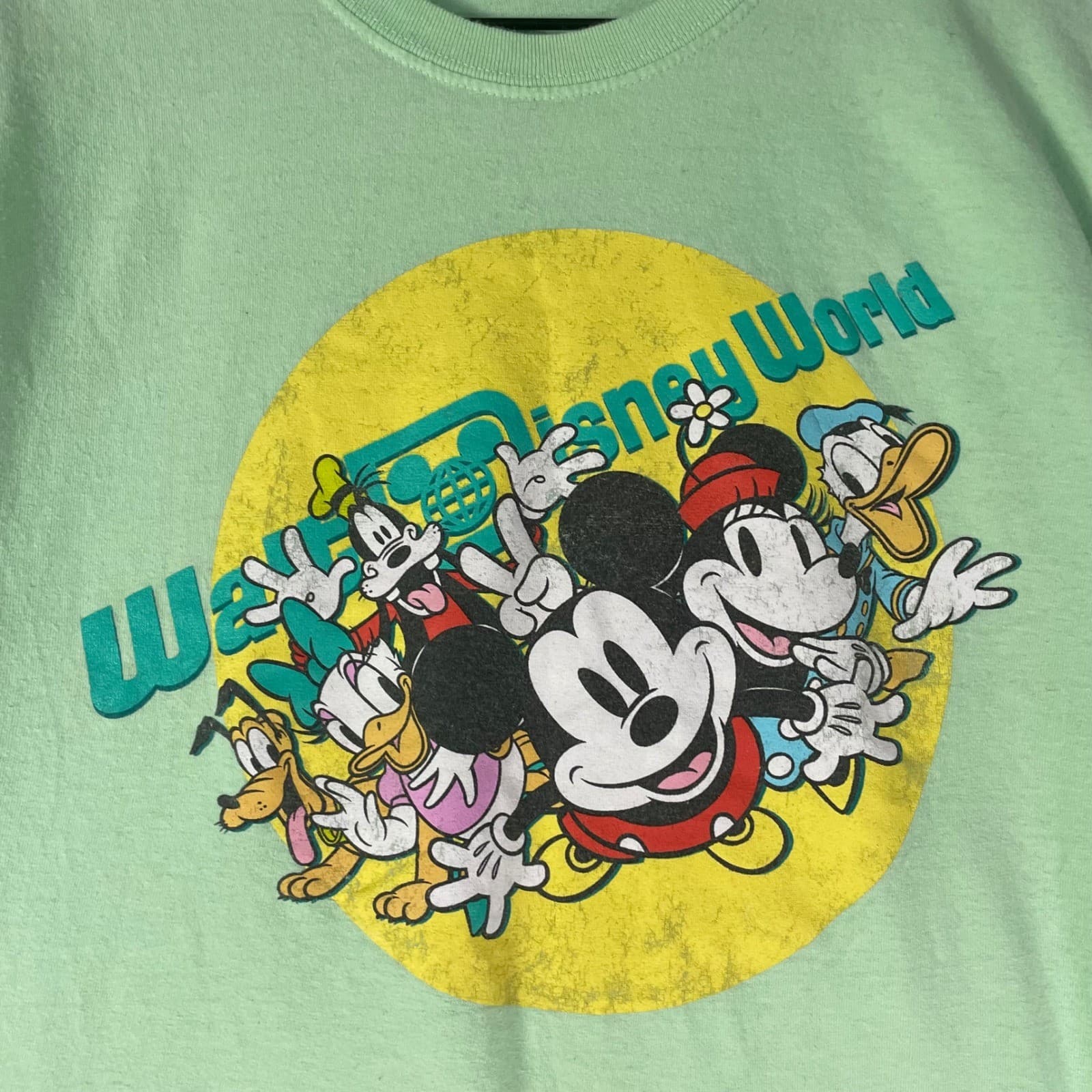 Disney World Mickey Minnie Pluto Goofy Shirt Mens L Green Graphic Tee Park - Thumbnail 5
