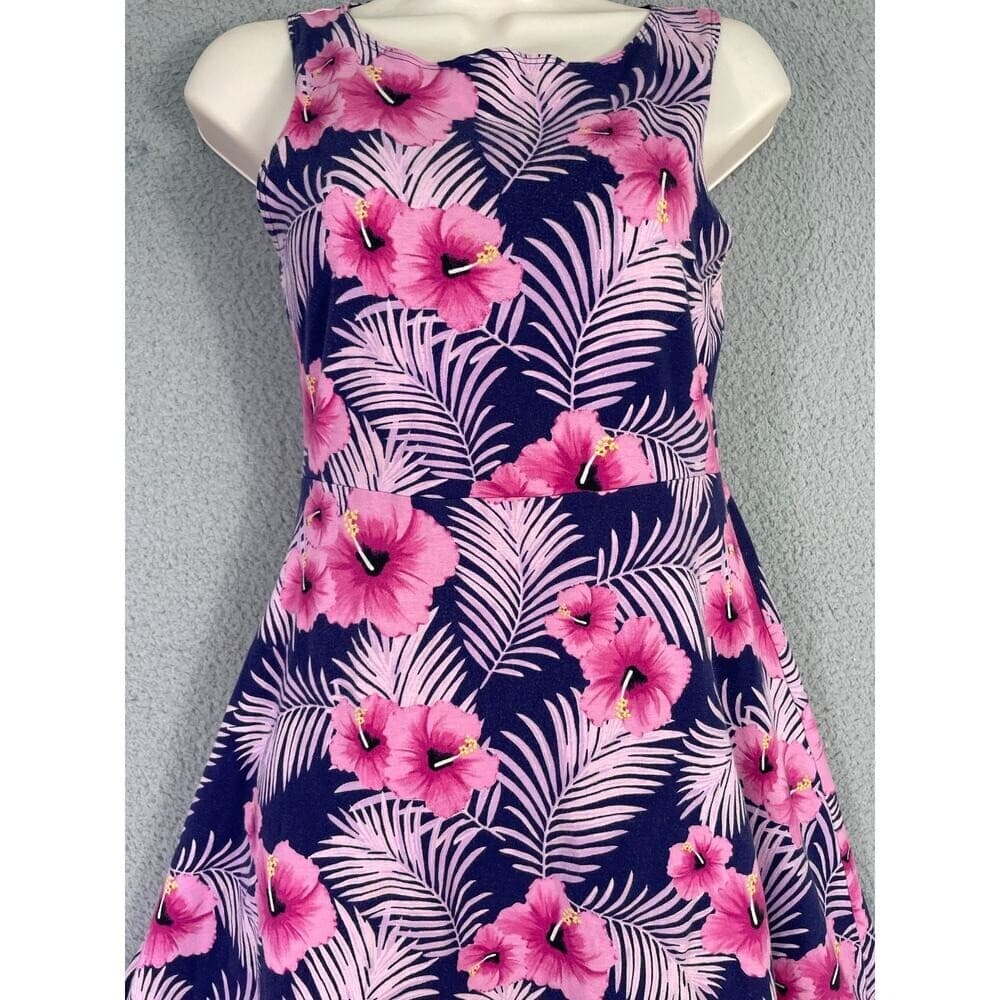 Victoria's Secret PINK Floral Open Back Skater Dress Navy Pink Tropical Size S - Thumbnail 6