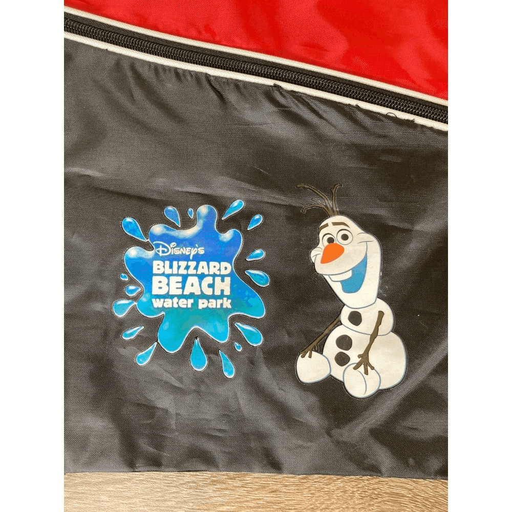 Disney Blizzard Beach Olaf Drawstring Backpack Red Black Zip Park Bag - Thumbnail 2