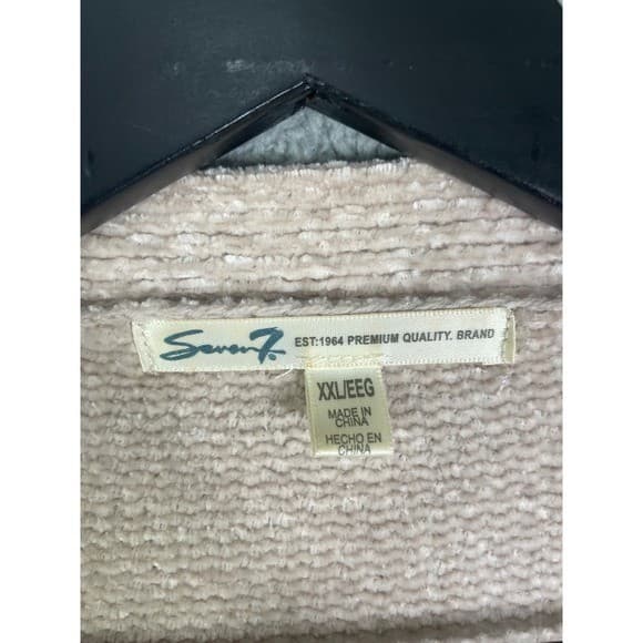 Seven7 Taupe Open Front Cardigan Womens XXL Ribbed Knit Pockets Casual - Thumbnail 4
