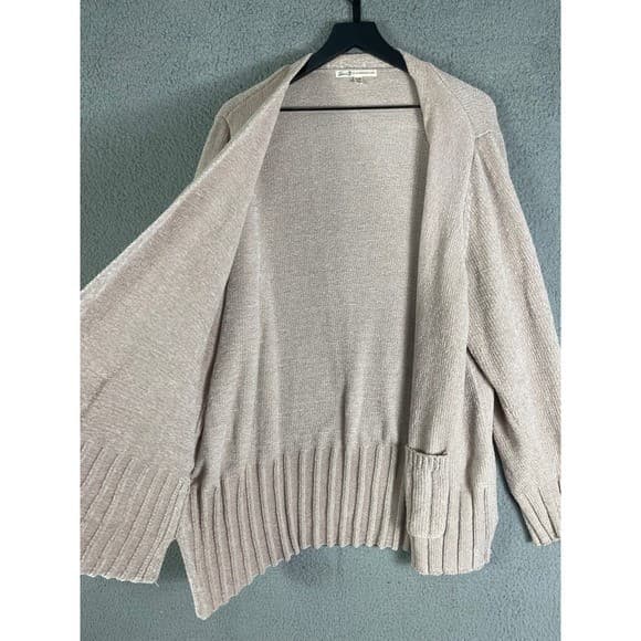 Seven7 Taupe Open Front Cardigan Womens XXL Ribbed Knit Pockets Casual - Thumbnail 9