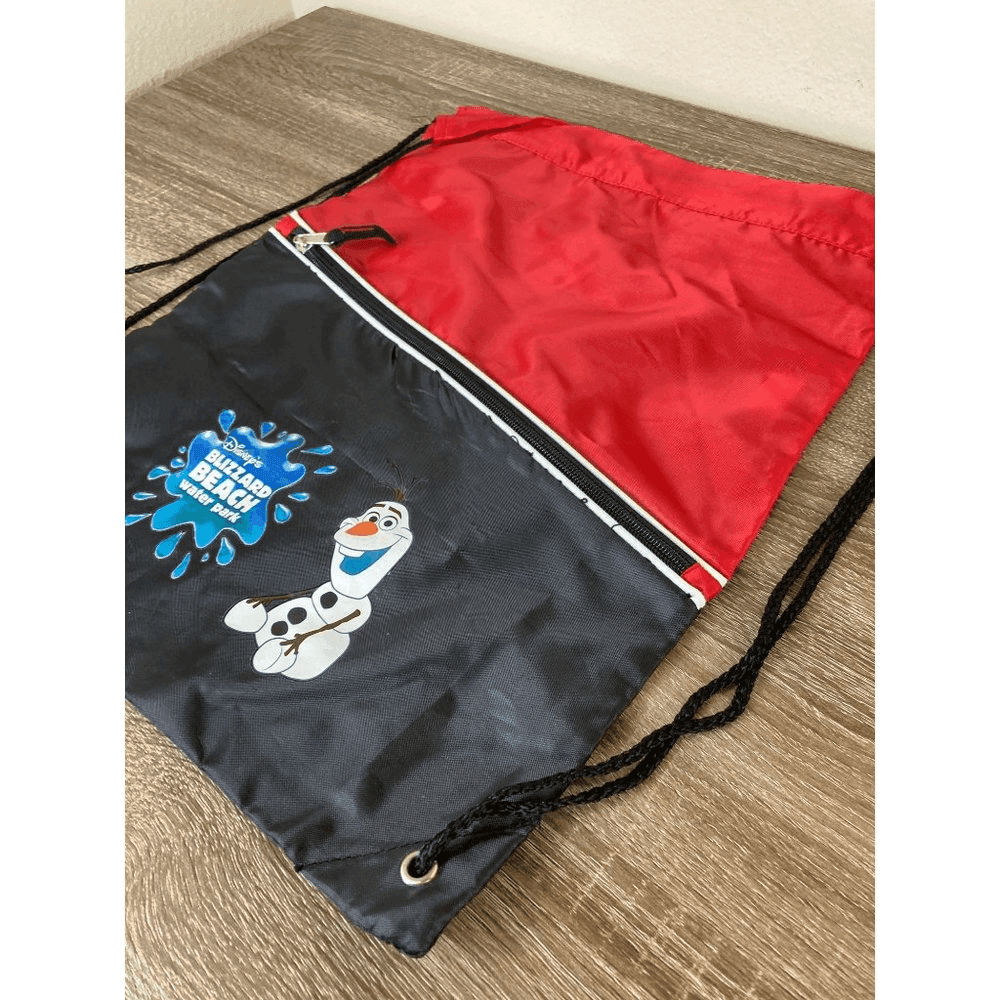 Disney Blizzard Beach Olaf Drawstring Backpack Red Black Zip Park Bag - Thumbnail 5
