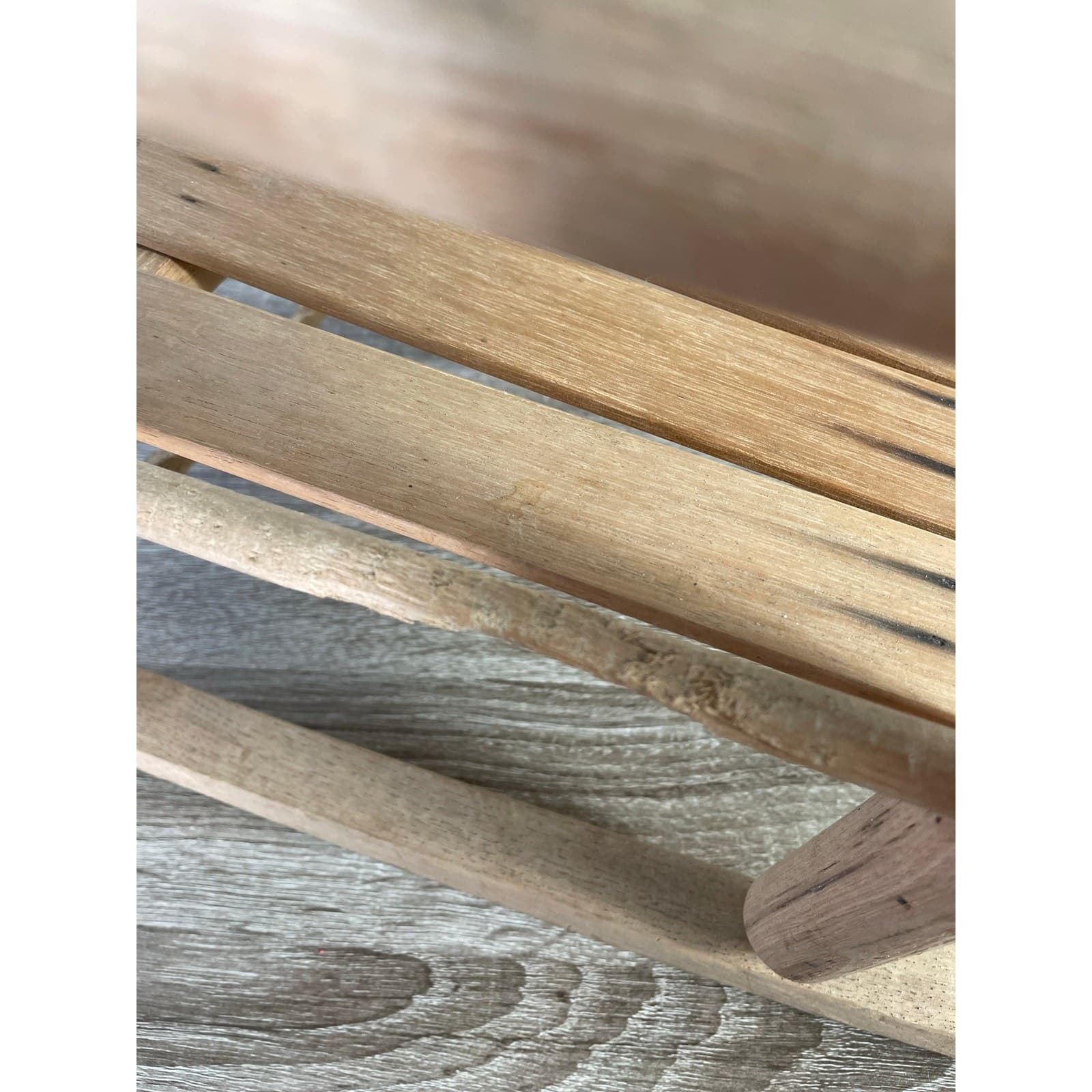 Vintage Handmade Wooden Rocking Chair Slat Back Rustic Kids Doll Furniture - Thumbnail 8