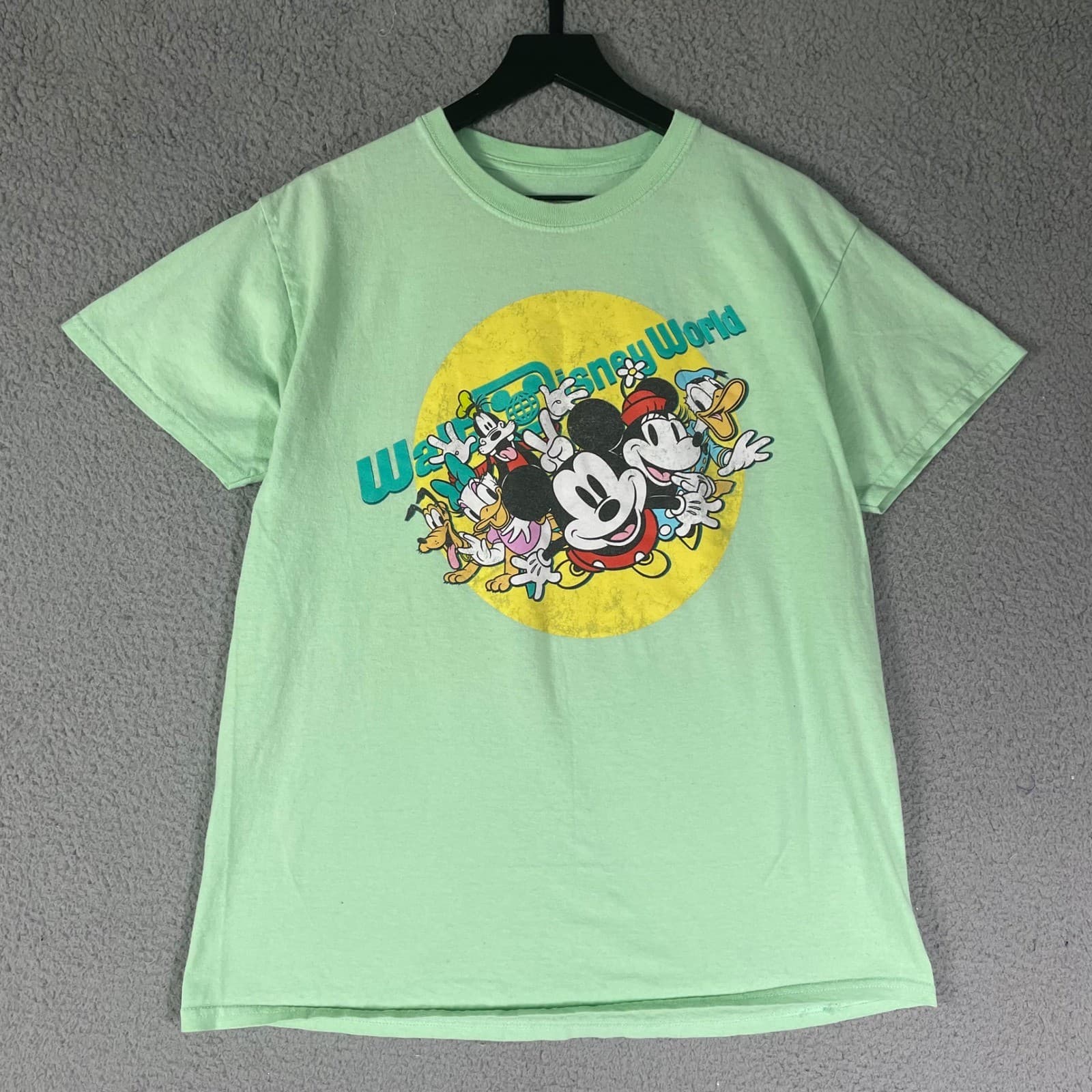 Disney World Mickey Minnie Pluto Goofy Shirt Mens L Green Graphic Tee Park - Thumbnail 3
