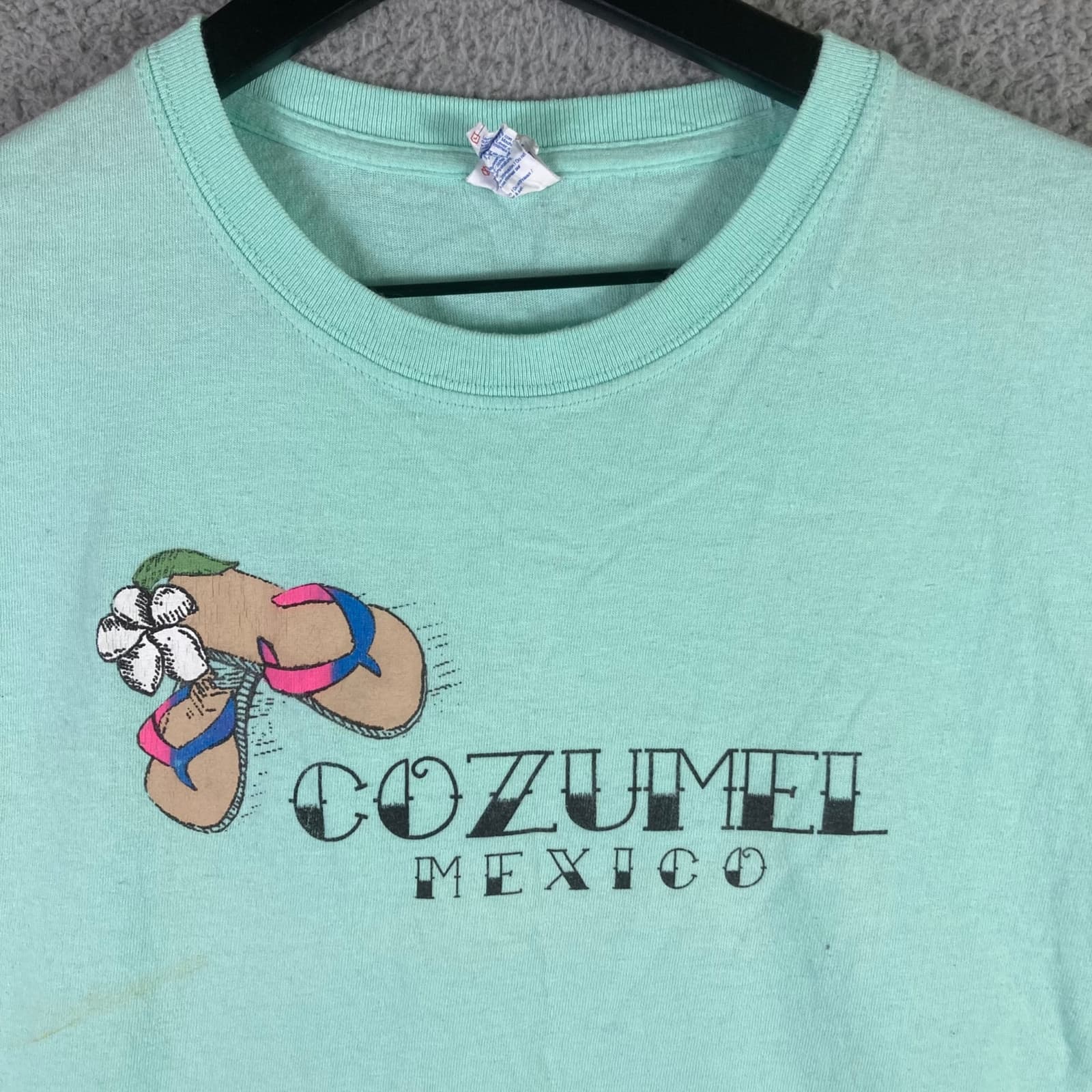 Vintage Cozumel Mexico T-Shirt Mens Medium 90s Style Graphic Adult Tee Blue - Thumbnail 10