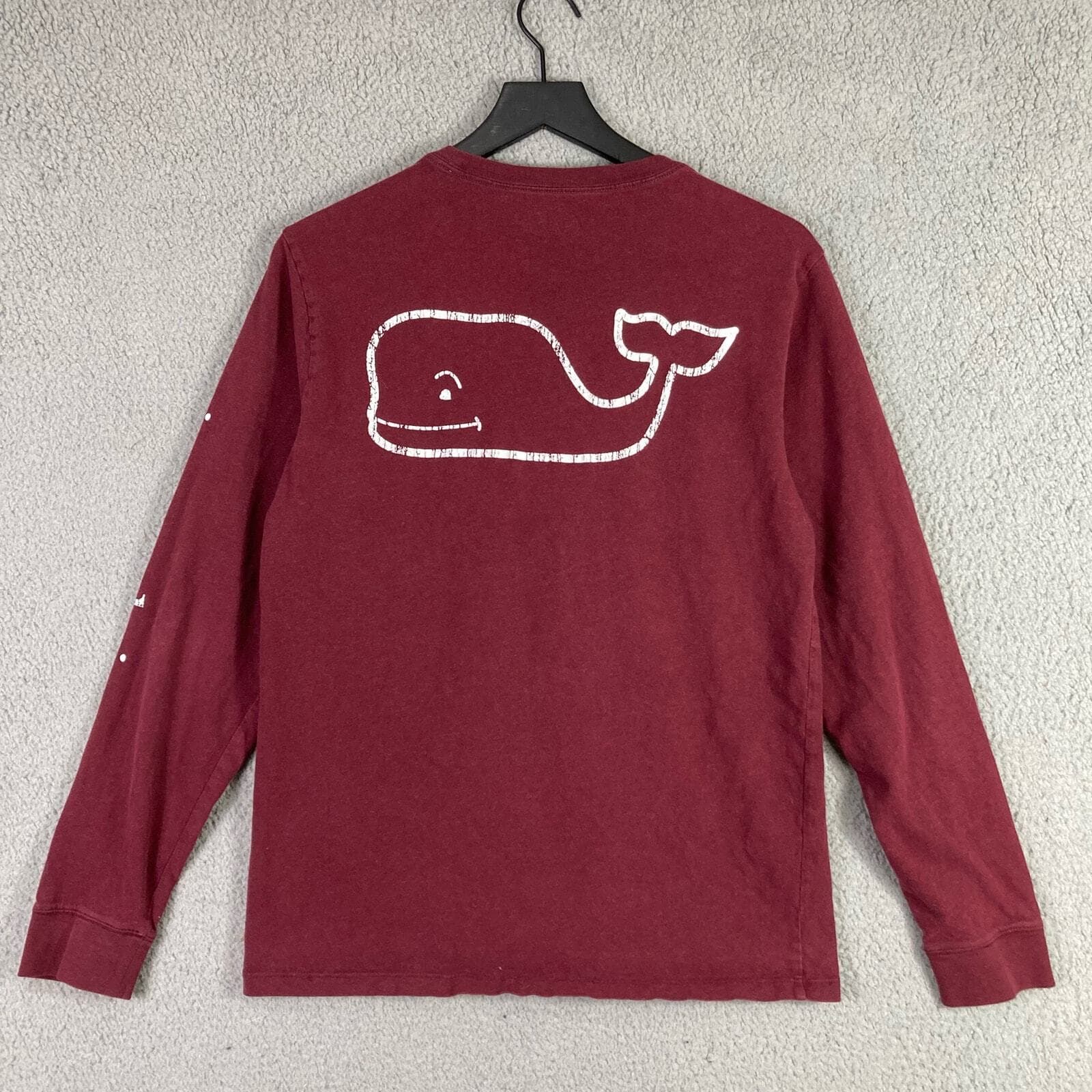 Vineyard Vines Men's Long Sleeve Maroon Red Cotton Crewneck Small - Thumbnail 3