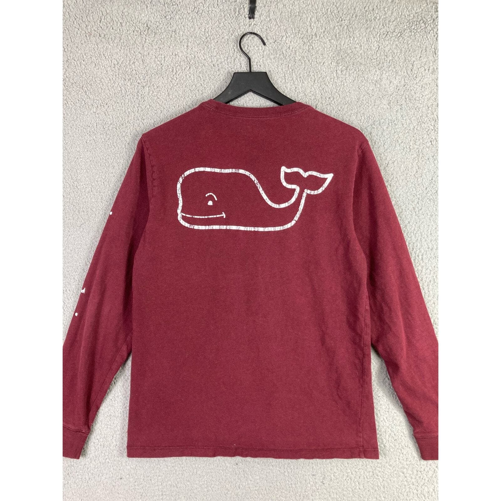 Vineyard Vines Men's Long Sleeve Maroon Red Cotton Crewneck Small - Thumbnail 5