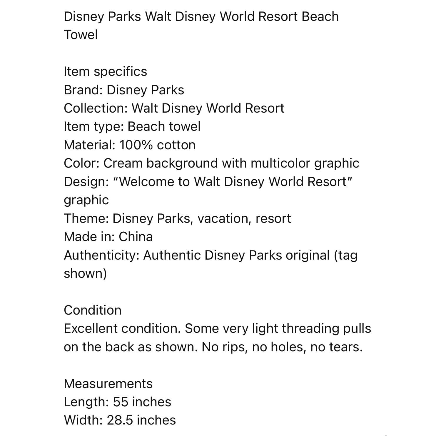 Disney World Beach Towel Walt Disney World Resort Cotton Graphic Pool - Thumbnail 2
