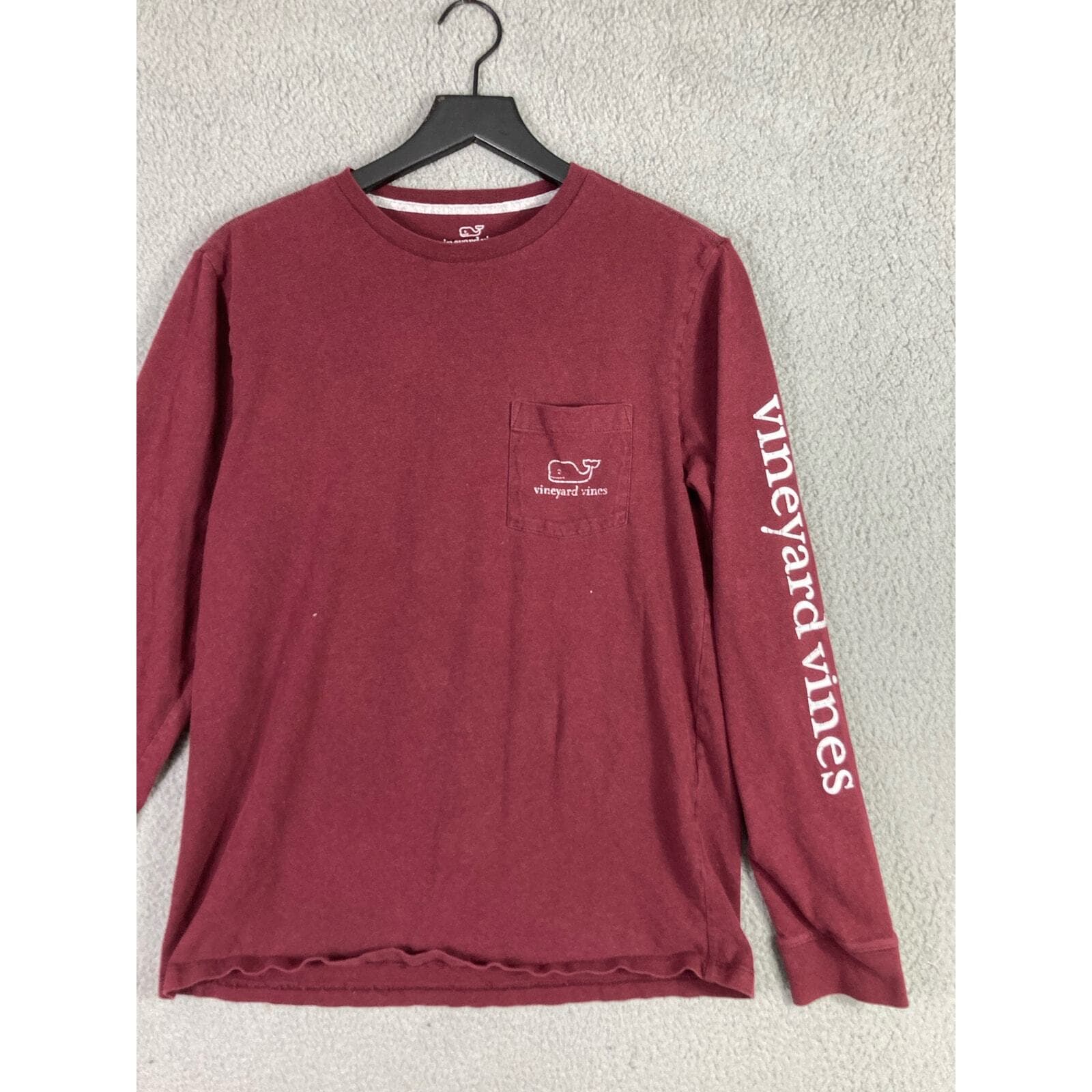 Vineyard Vines Men's Long Sleeve Maroon Red Cotton Crewneck Small - Thumbnail 6