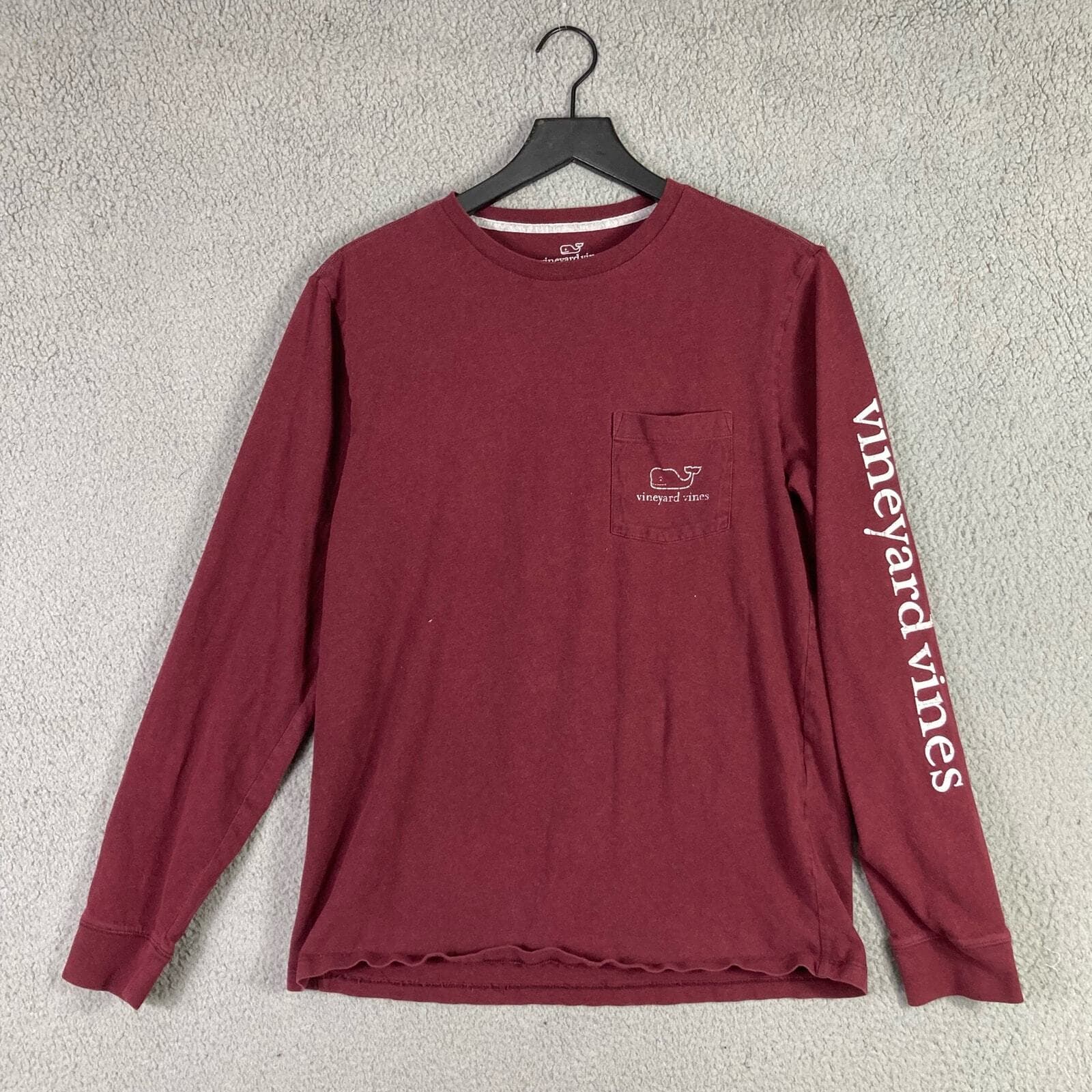 Vineyard Vines Men's Long Sleeve Maroon Red Cotton Crewneck Small - Thumbnail 4