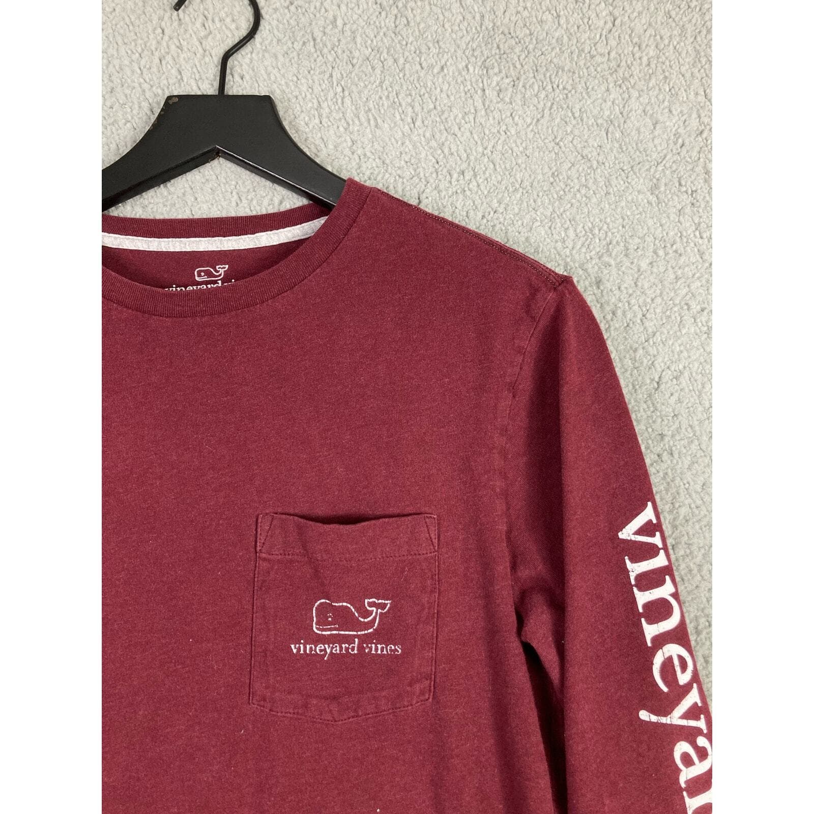 Vineyard Vines Men's Long Sleeve Maroon Red Cotton Crewneck Small - Thumbnail 7