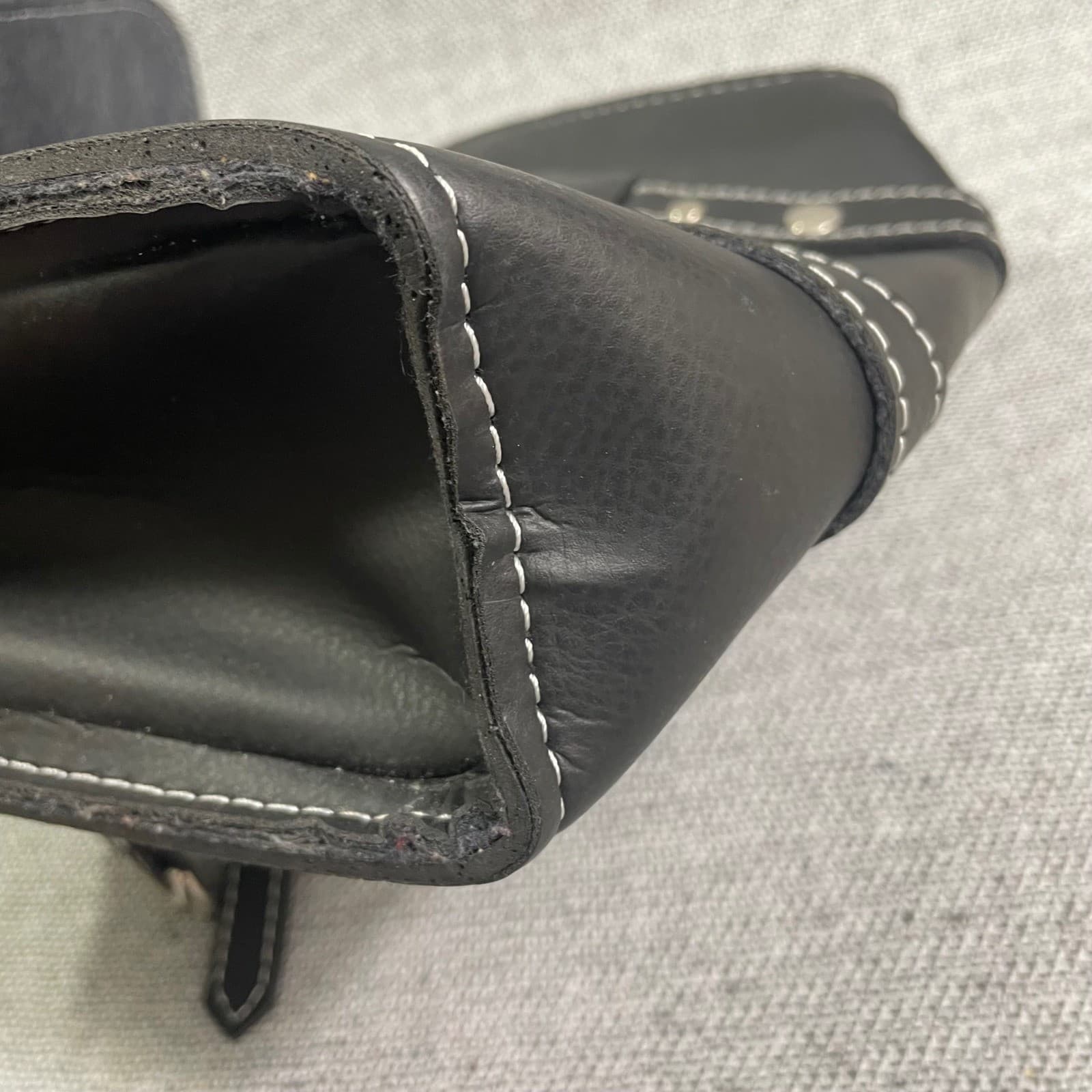 Universal Motorcycle Saddlebag Tool Bag Black Faux Leather Hard Shell Reinforced - Thumbnail 11