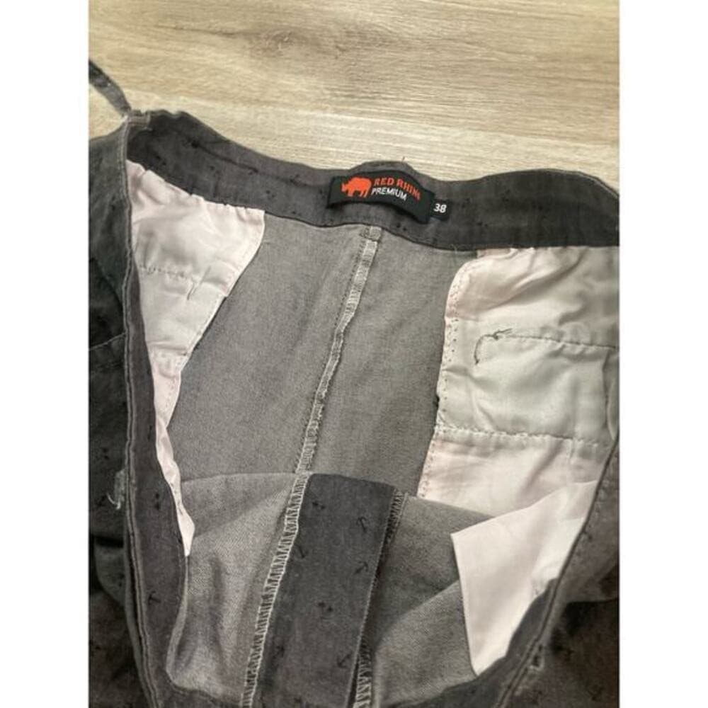 Red Rhino Men's Chino Shorts Gray Size 38 Casual Summer Button Closure Pockets - Thumbnail 11