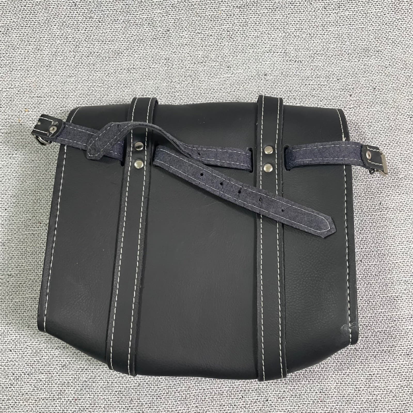 Universal Motorcycle Saddlebag Tool Bag Black Faux Leather Hard Shell Reinforced - Thumbnail 6