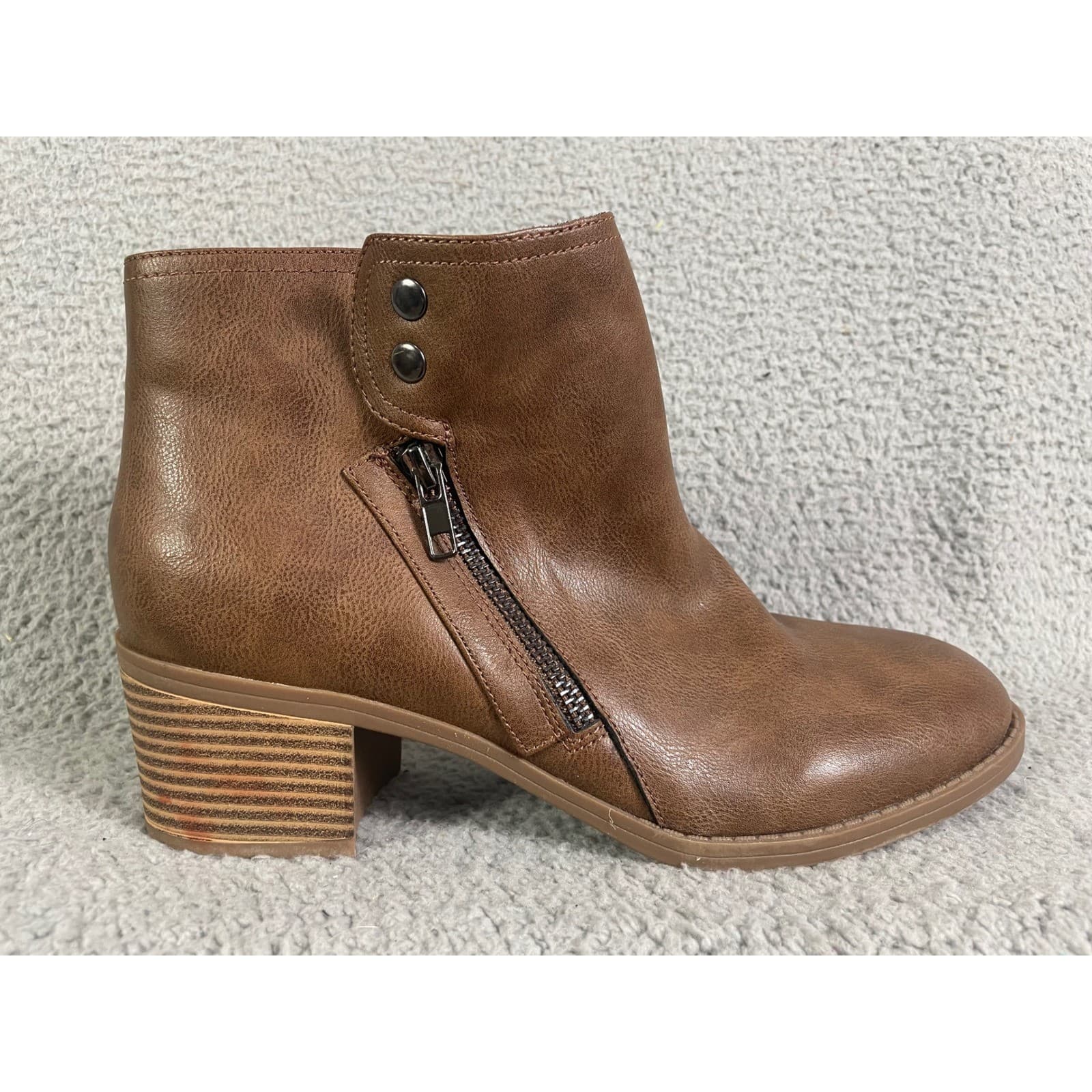 GH Bass Ankle Boots Womens 10 Brown Side Zip Block Heel Casual Booties - Thumbnail 5