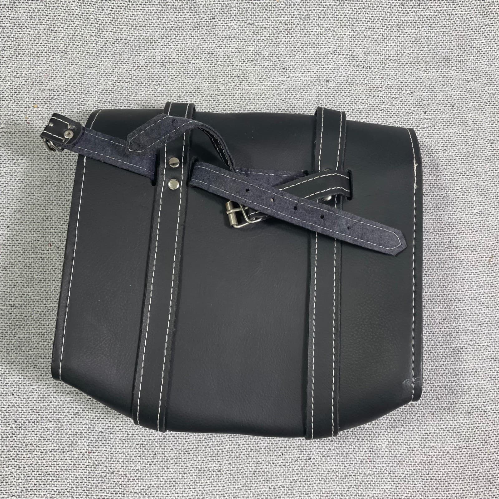 Universal Motorcycle Saddlebag Tool Bag Black Faux Leather Hard Shell Reinforced - Thumbnail 5
