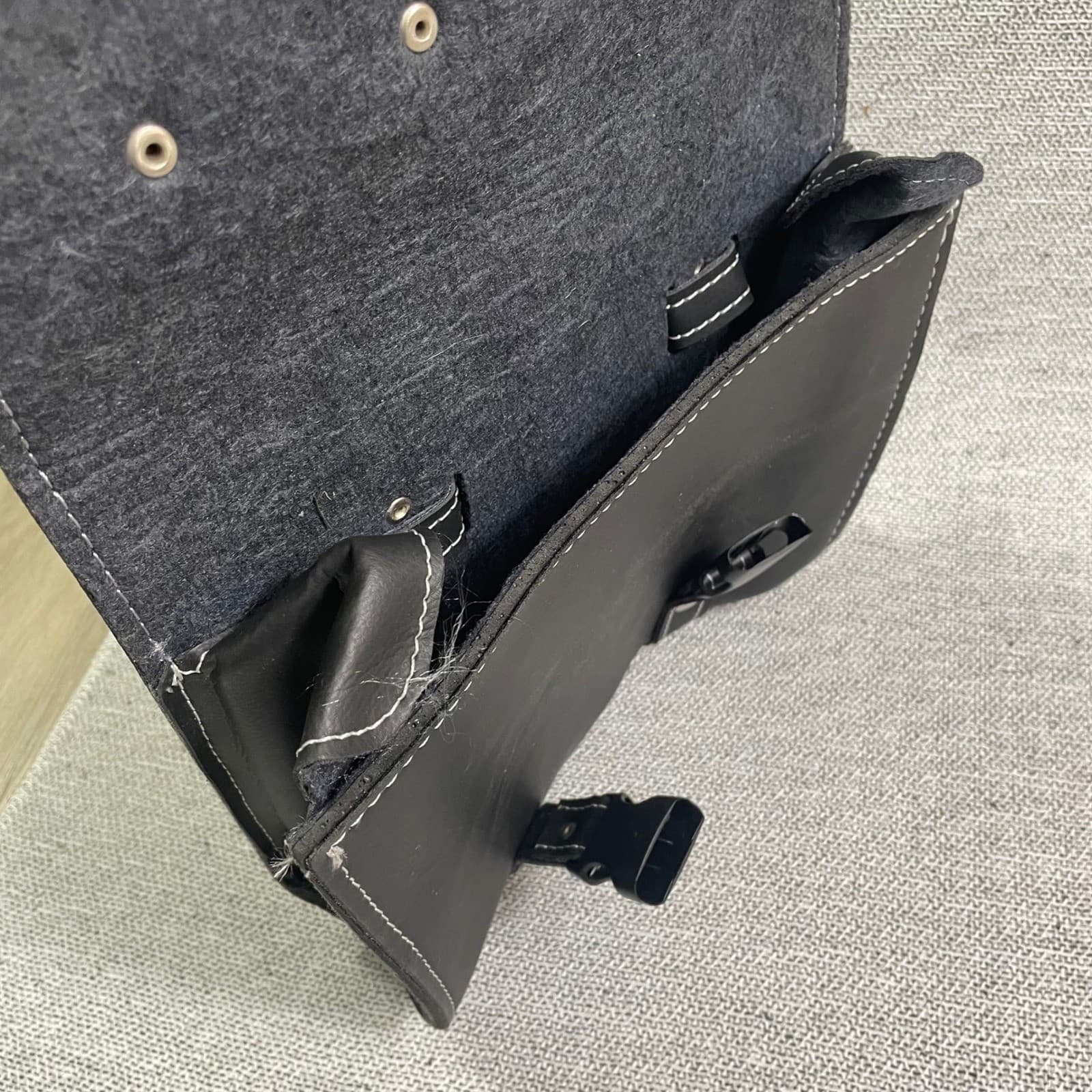 Universal Motorcycle Saddlebag Tool Bag Black Faux Leather Hard Shell Reinforced - Thumbnail 9