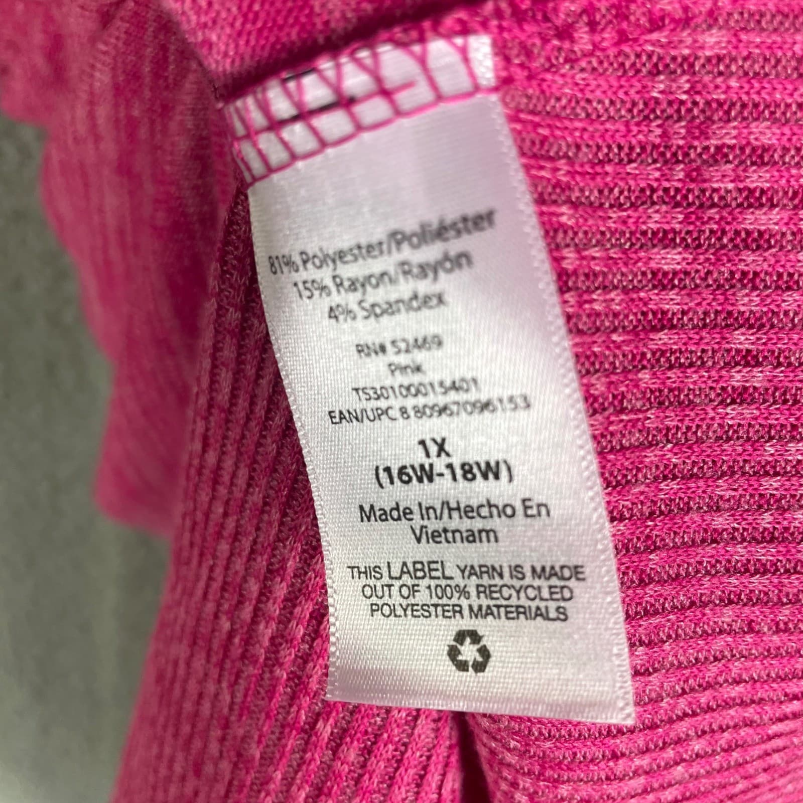 Terra Sky Pink Heather Thermal Rib V Neck Sweater Top Womens 1X Plus - Thumbnail 6