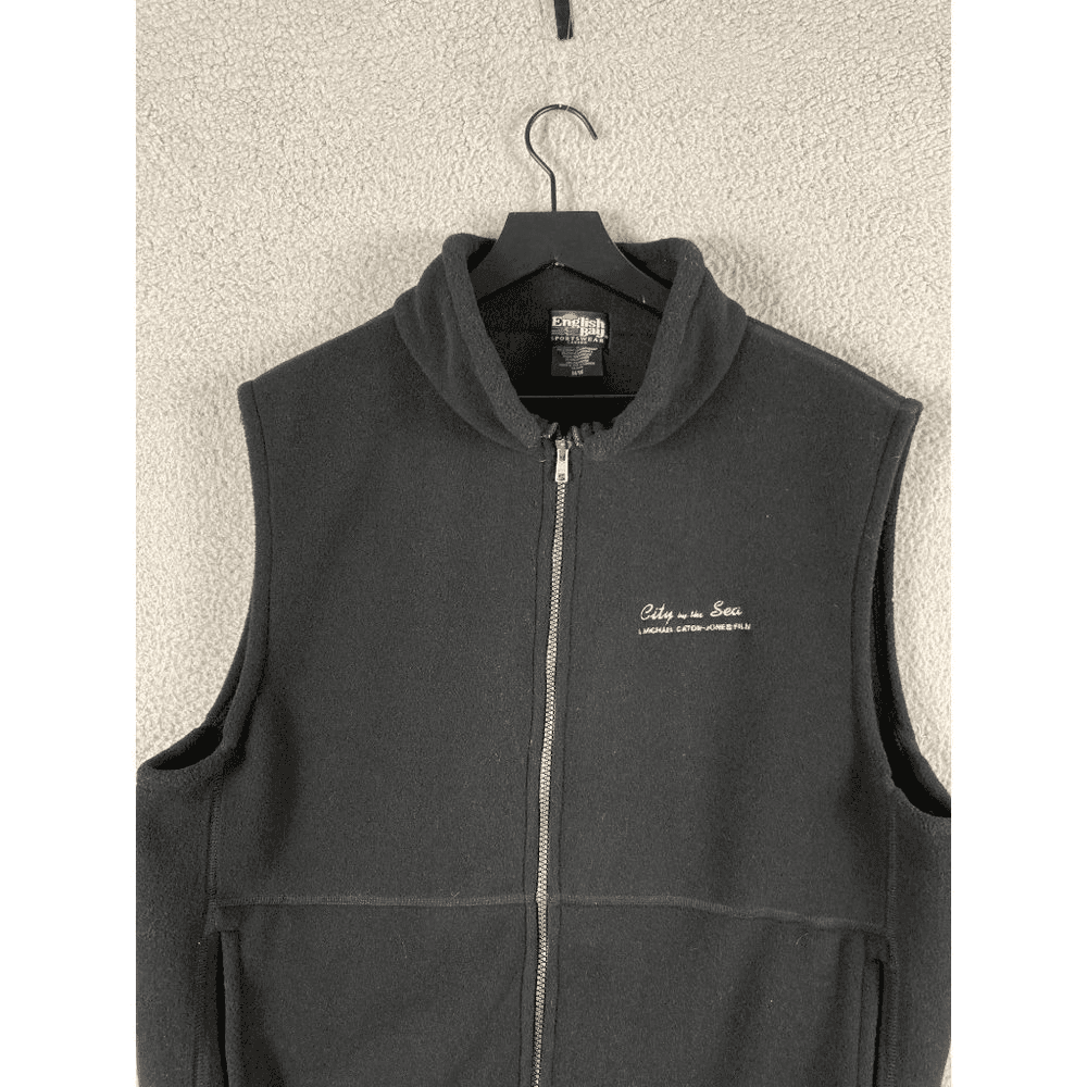 Fleece Vest Mens Medium Black Zip Up Lightweight Casual Outdoor Jacket - Thumbnail 7