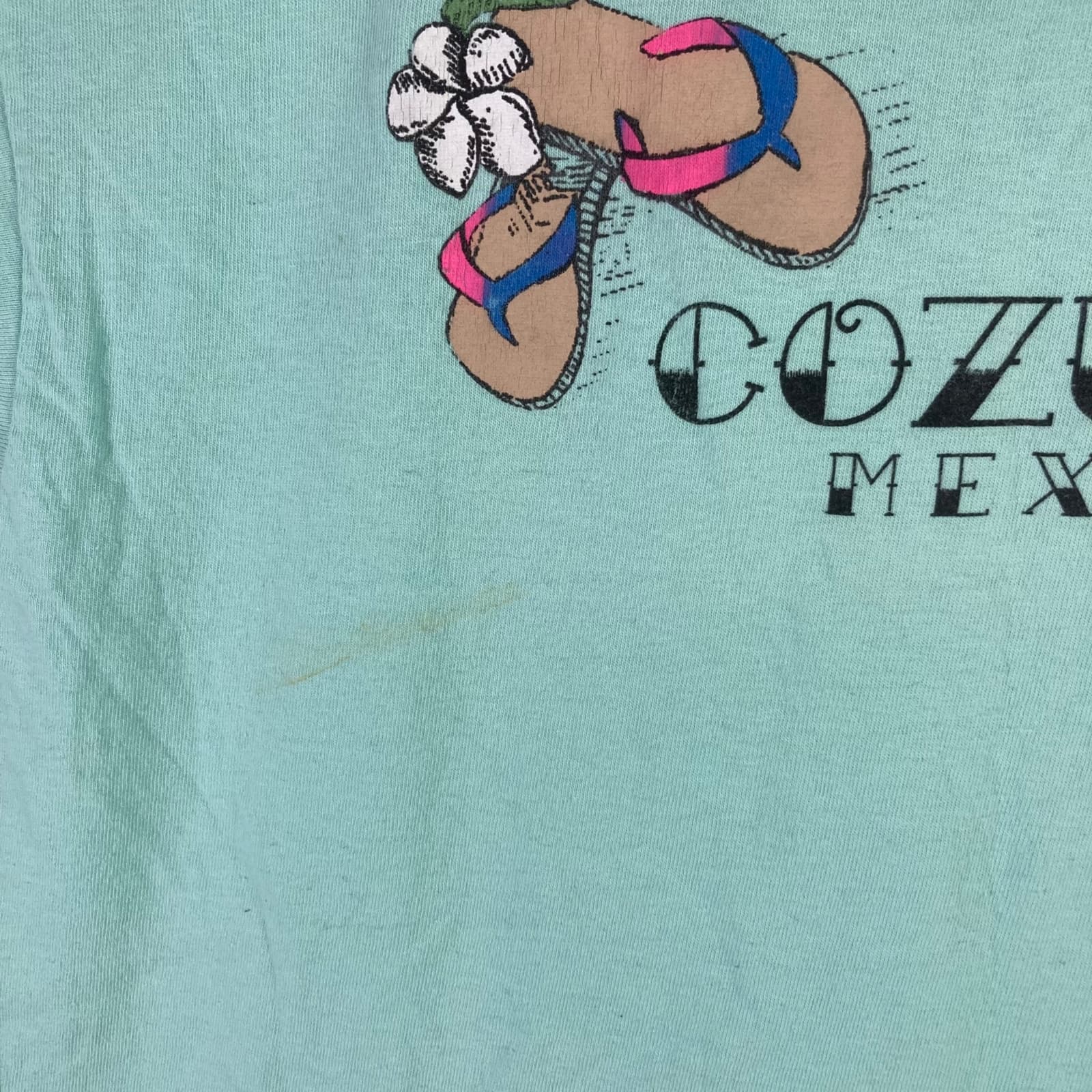 Vintage Cozumel Mexico T-Shirt Mens Medium 90s Style Graphic Adult Tee Blue - Thumbnail 4