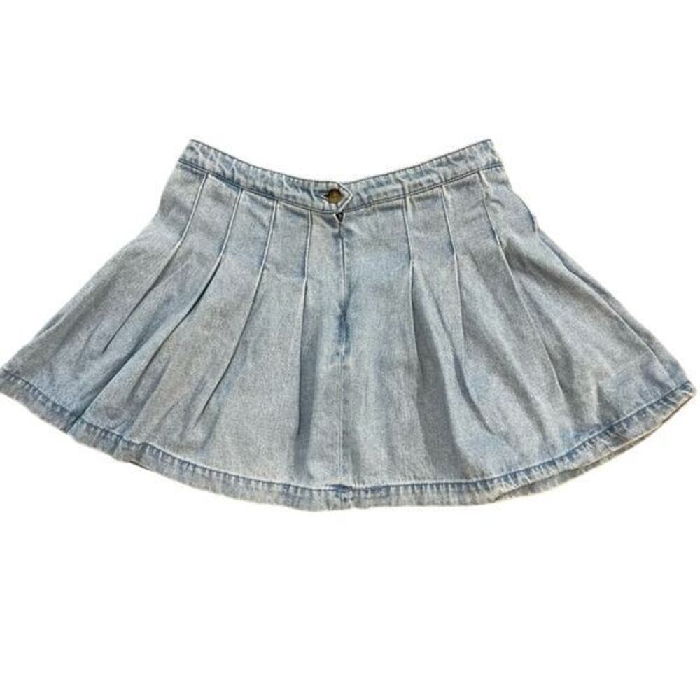 Forever 21 Kids Girls Pleated Denim Skirt Blue Size 13 Casual Spring Summer - Thumbnail 4